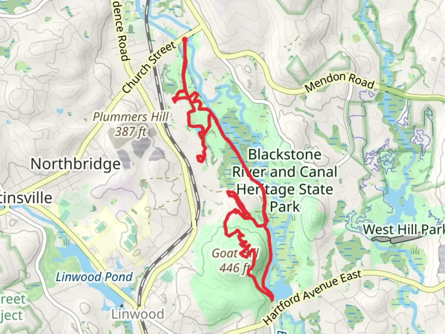 An image depicting the trail Blackstone River and Greenway Trail and its surrounding area.