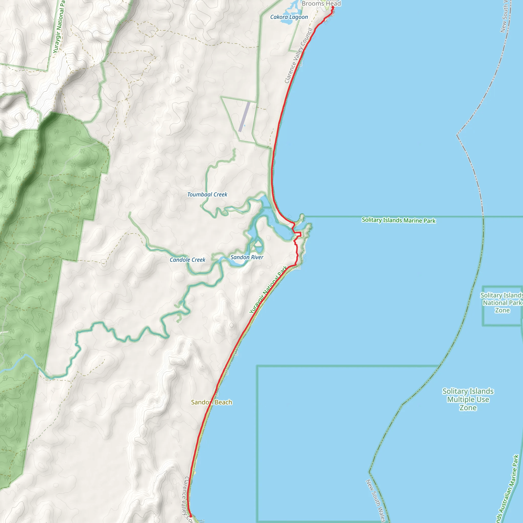 Brooms Head to Illaroo Track mobile static map