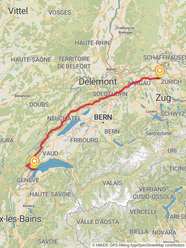 Jura Crest Trail mobile static map