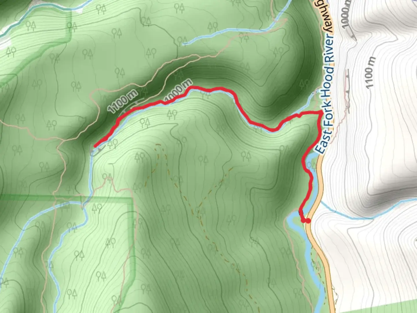 An image depicting the trail Tamanawas Falls Trail and its surrounding area.
