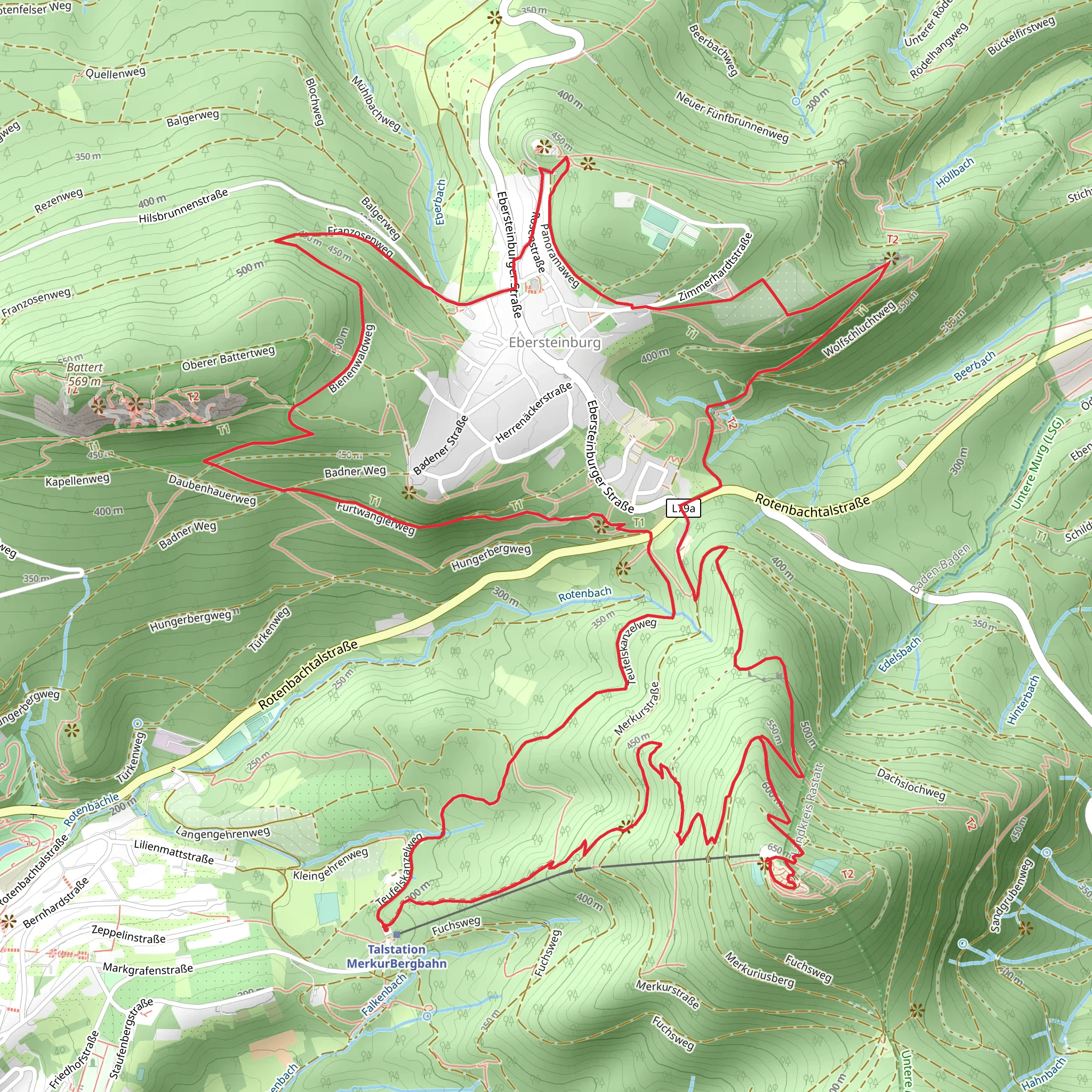 Merkur via Vettersbruch and Ebersteinburg Rundweg mobile static map