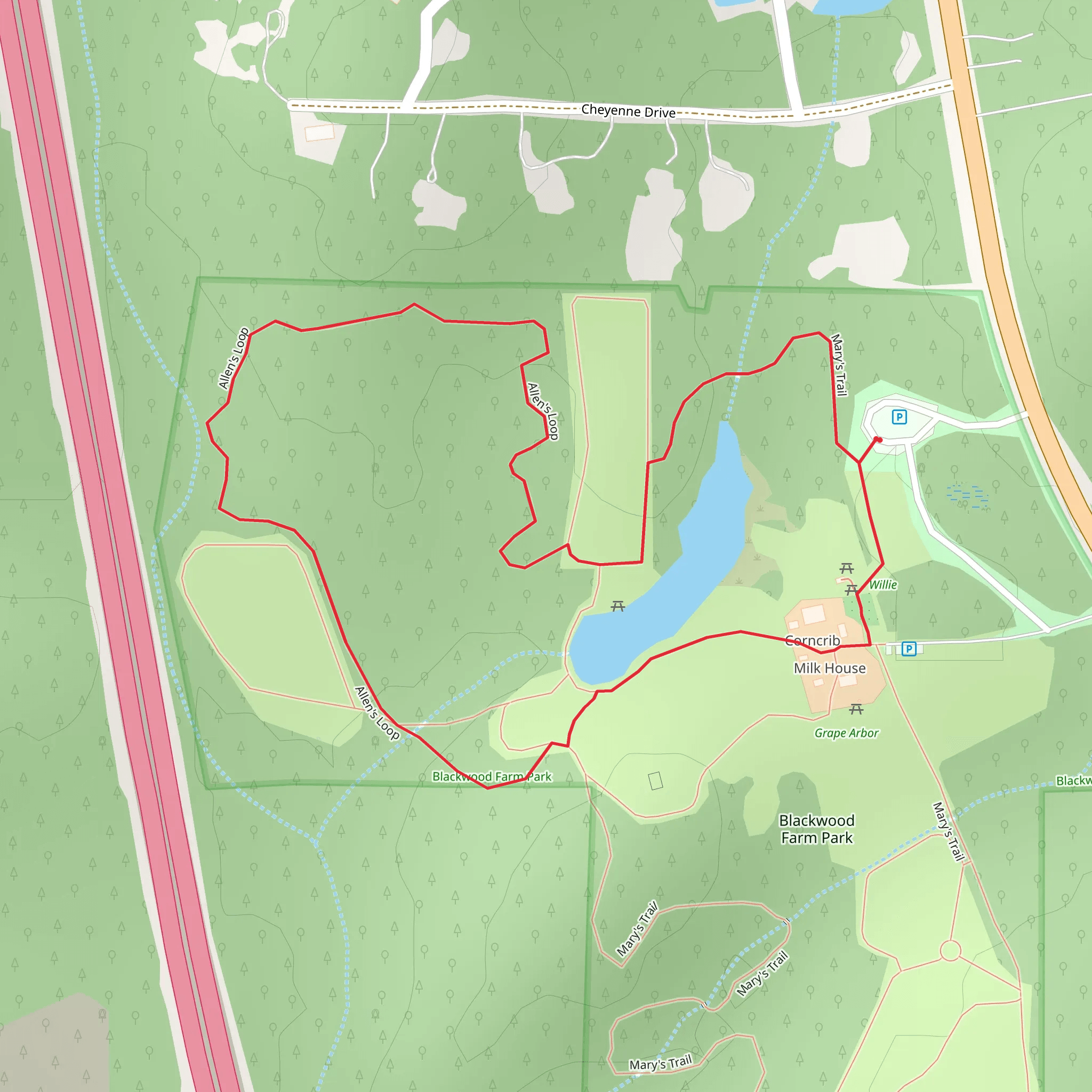 Mary's Trail and Allen's Loop mobile static map