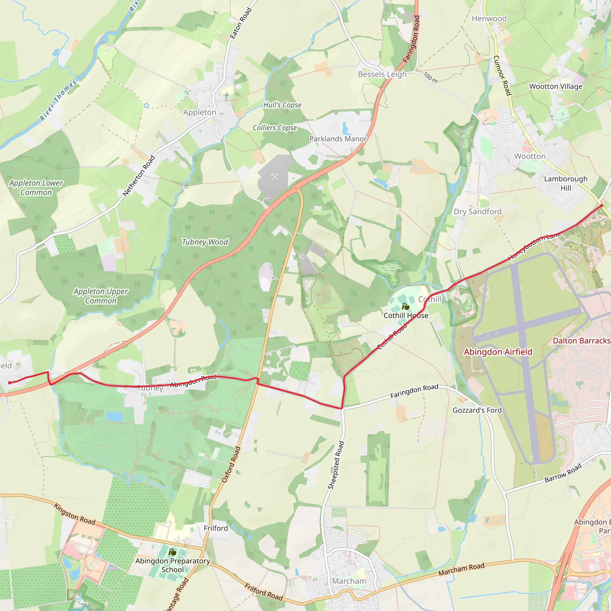 Whitecross to Fyfield Walk mobile static map