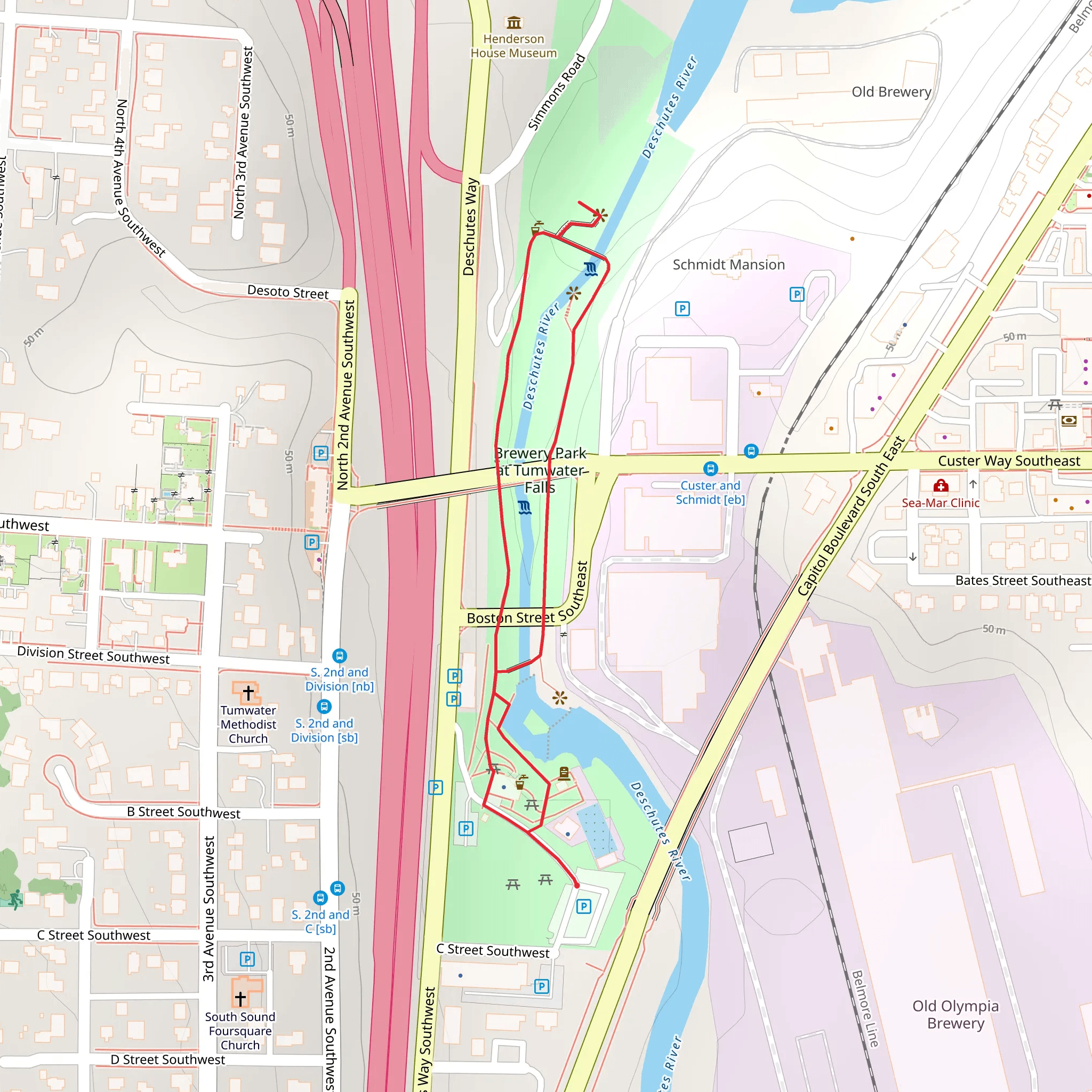 Tumwater Falls Park Loop mobile static map