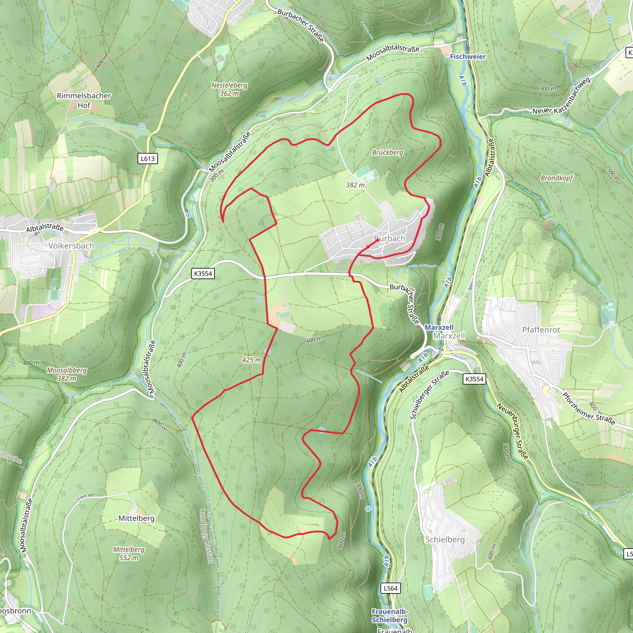 Burbach and Klosterwald Loop mobile static map