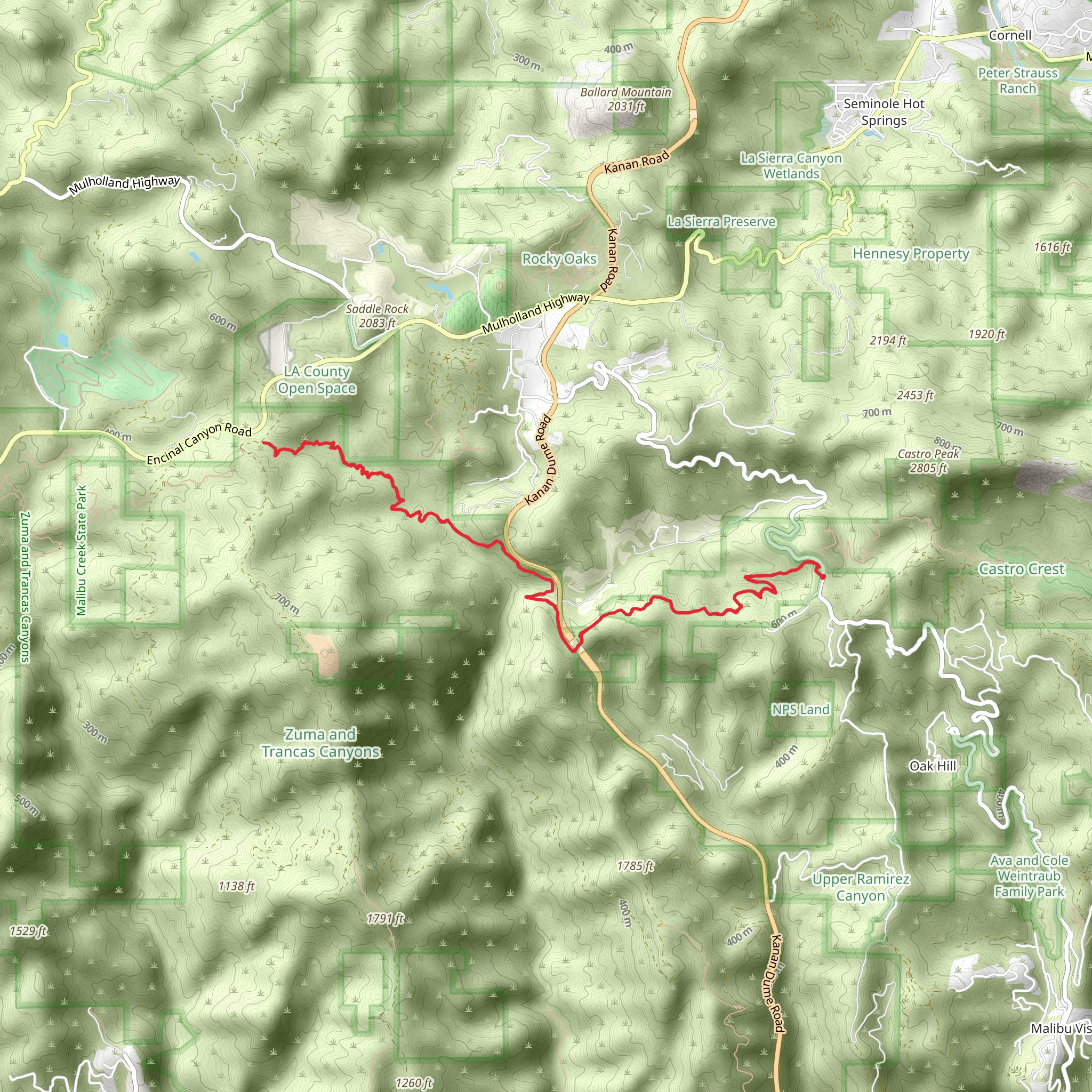 Backbone Trail - Latigo Canyon Road mobile static map