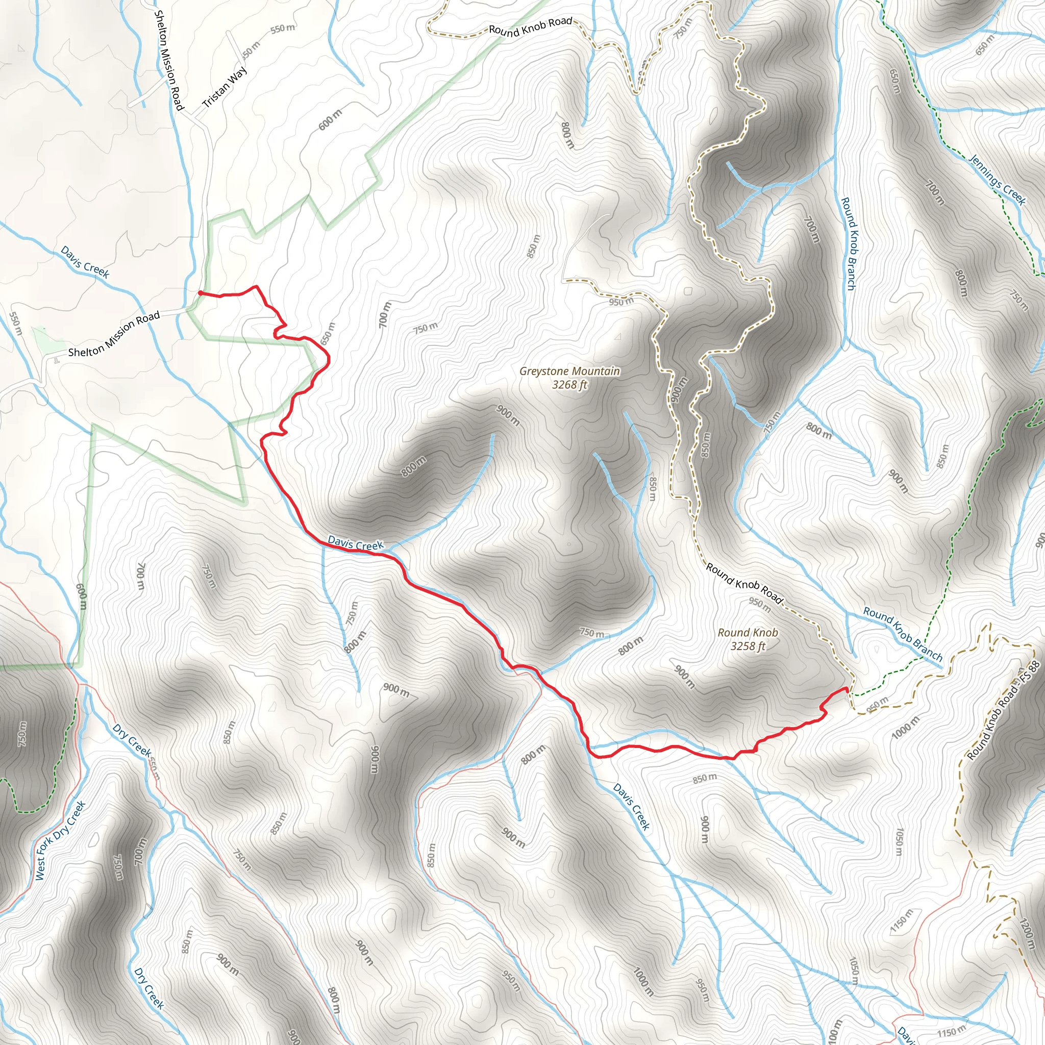 Davis Creek Trail mobile static map