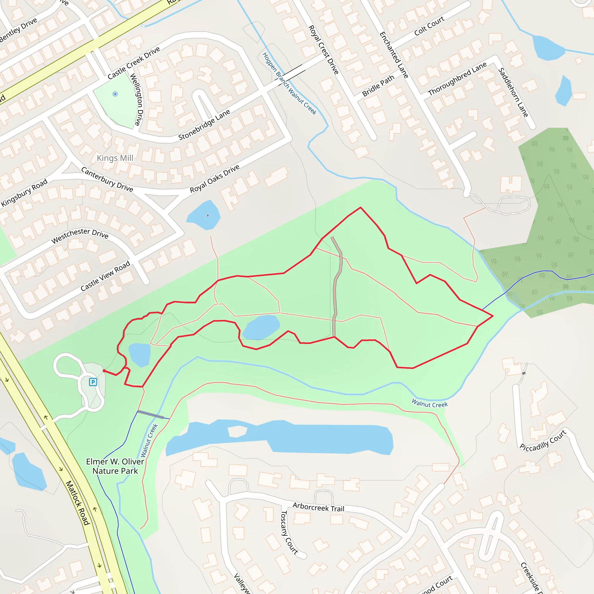 Elmer W Oliver Nature Park Loop mobile static map