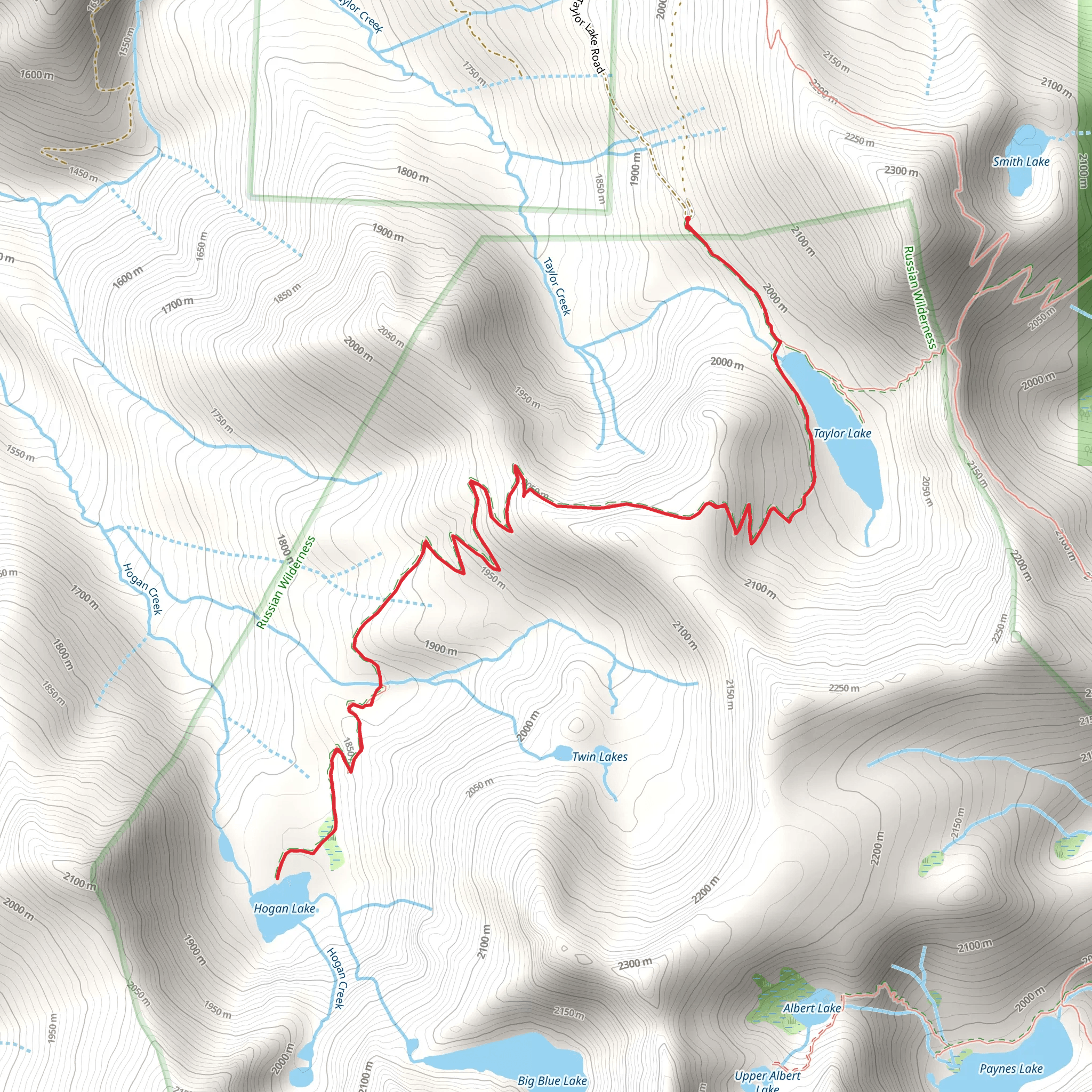 Hogan Lake via Taylor Lake Trail mobile static map