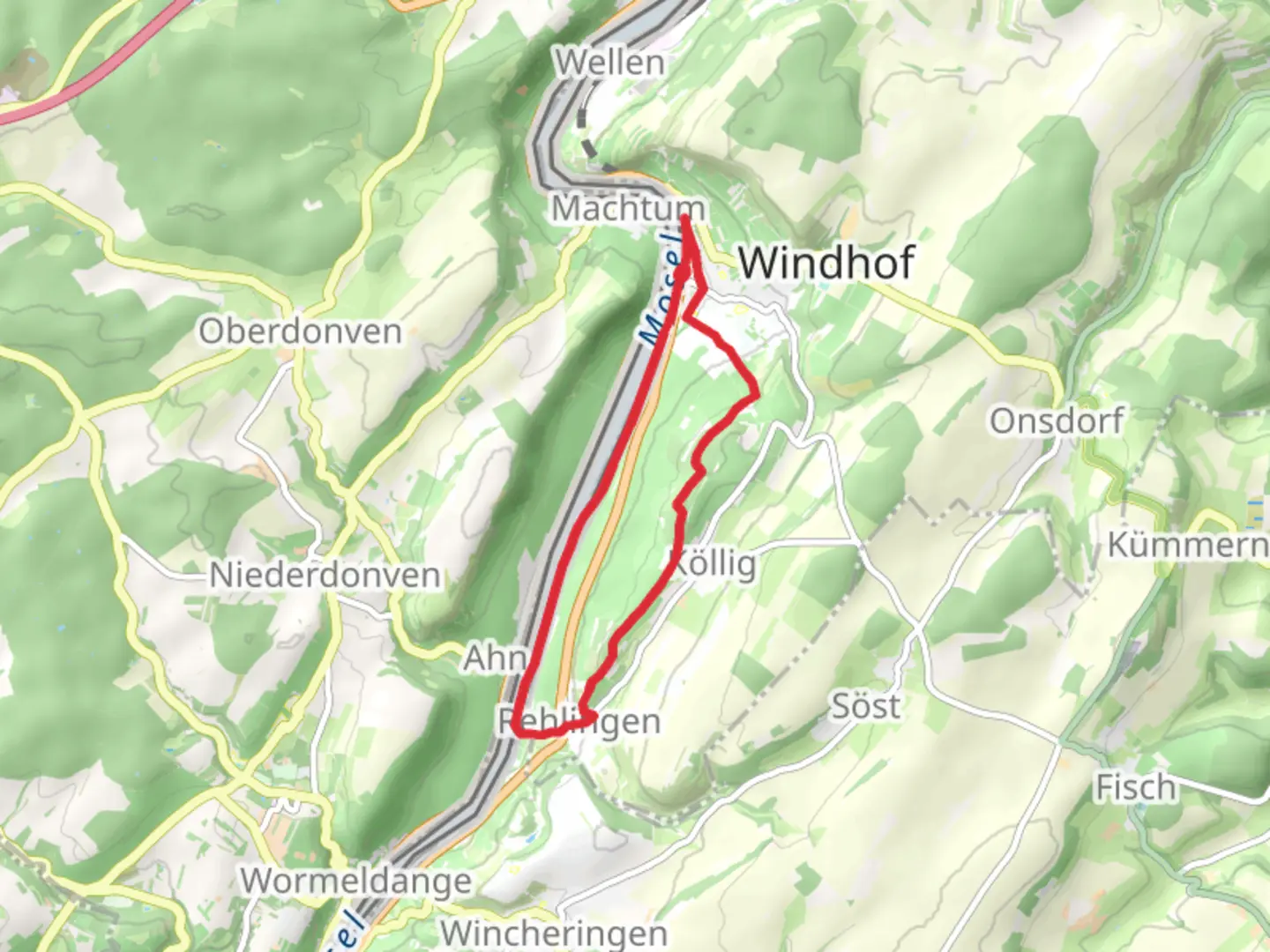 An image depicting the trail Nittel and Rehlingen Loop and its surrounding area.