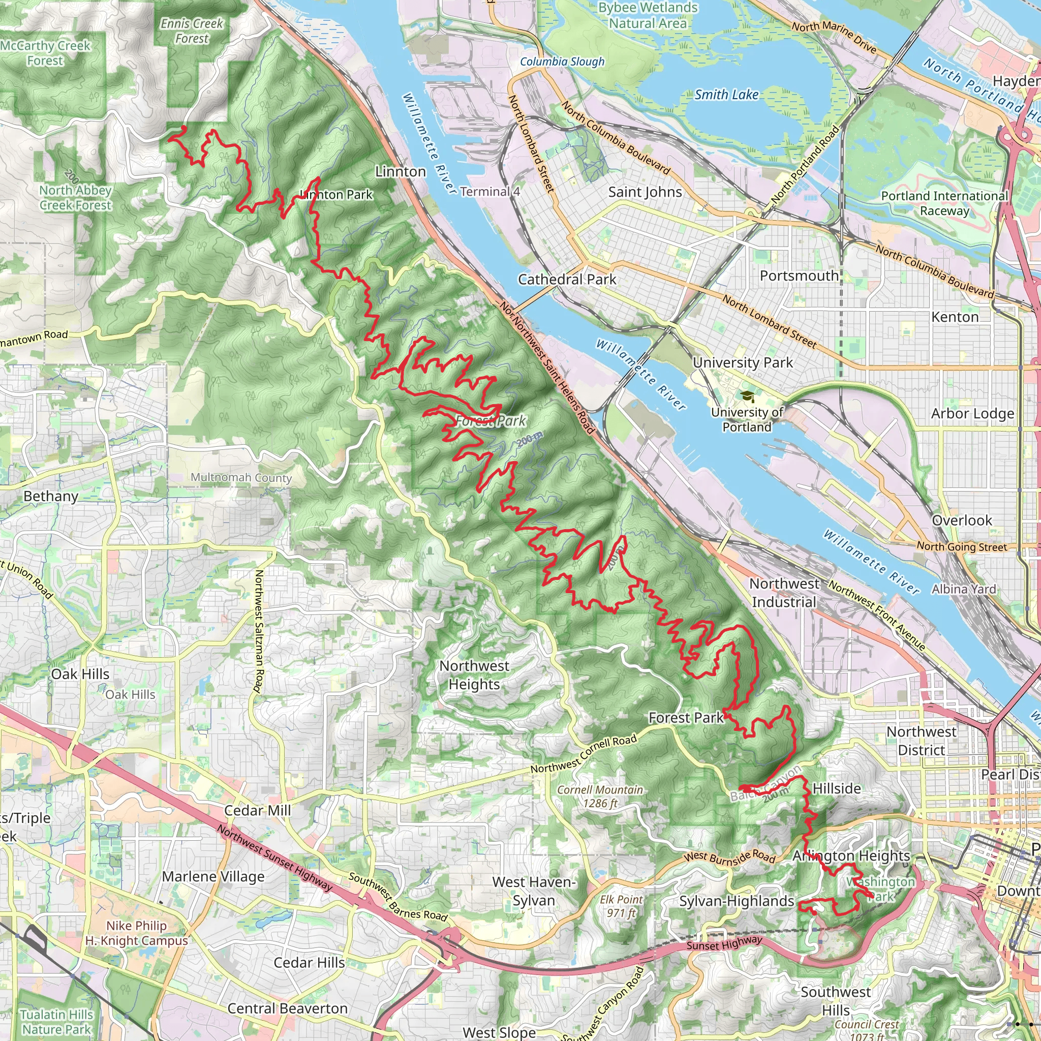 Wildwood Trail mobile static map