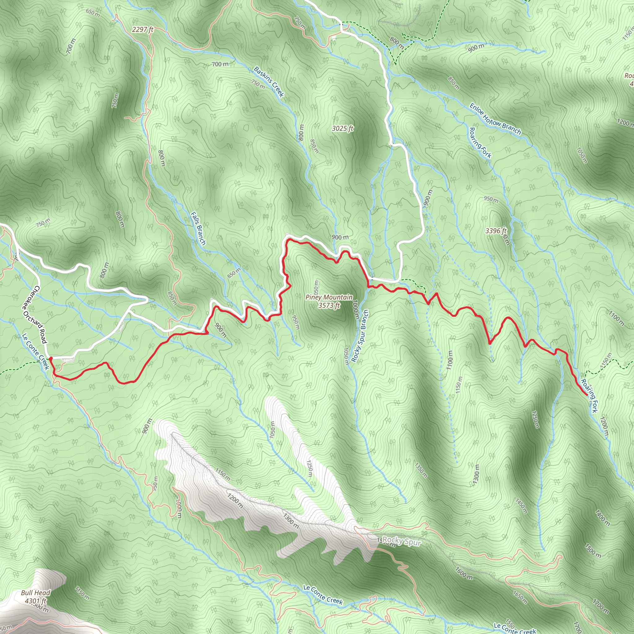 Trillium Gap to Grotto Falls Trail mobile static map