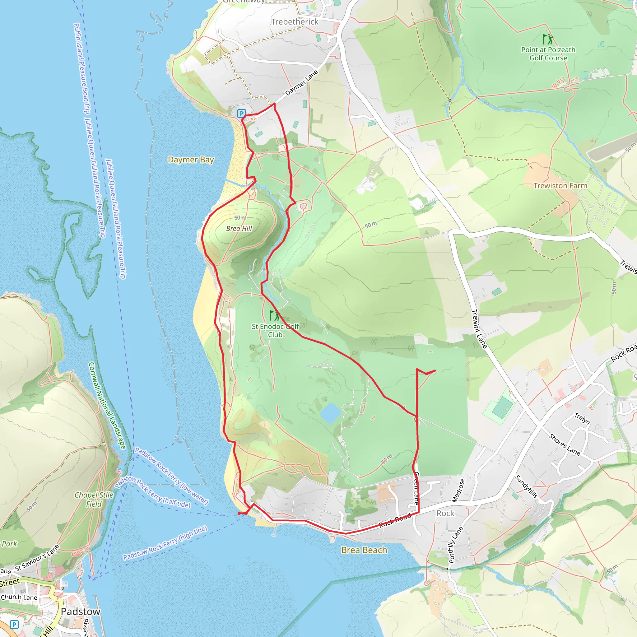 John Betjeman Walk from Padstow Walk mobile static map