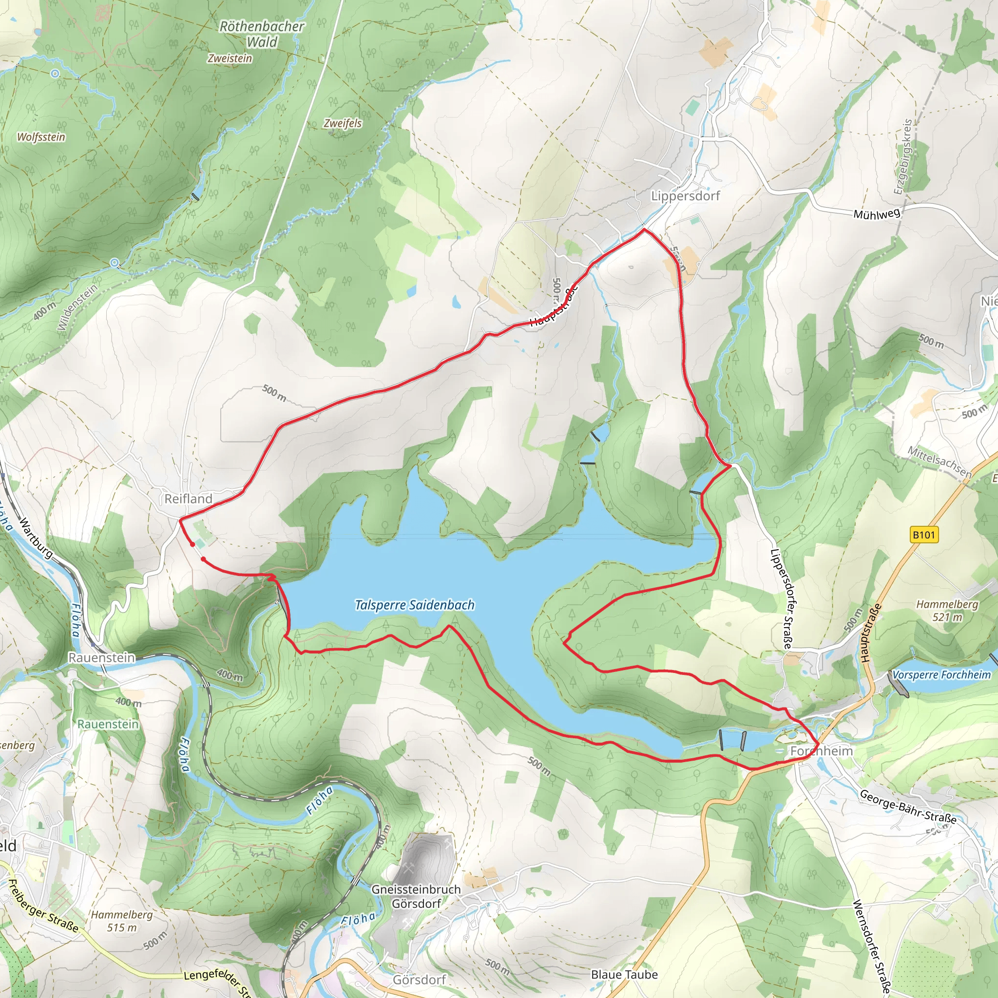 Talsperre Saidenbach via Talsperren Rundweg mobile static map