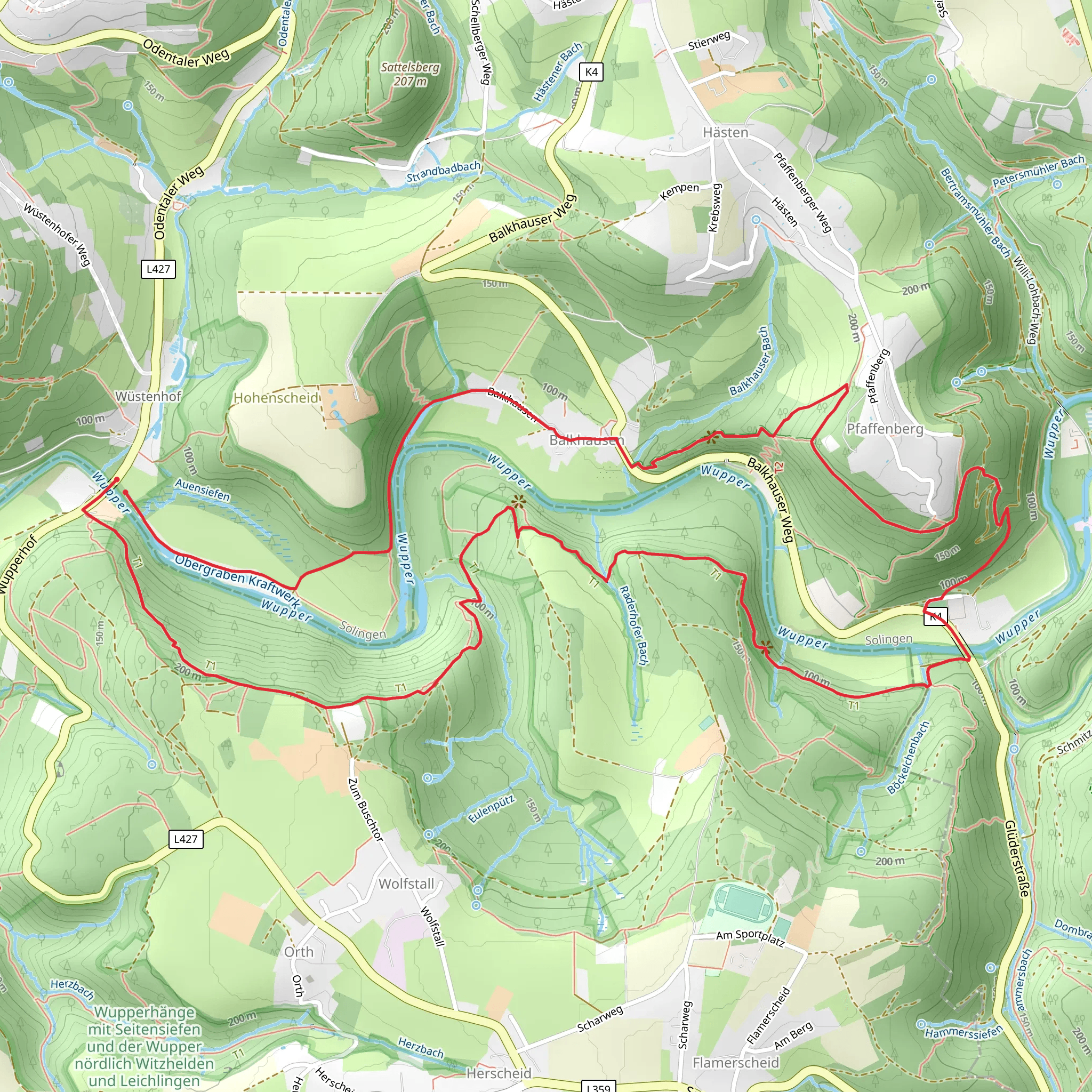 River Wupper Loop via Schleifmuhle mobile static map