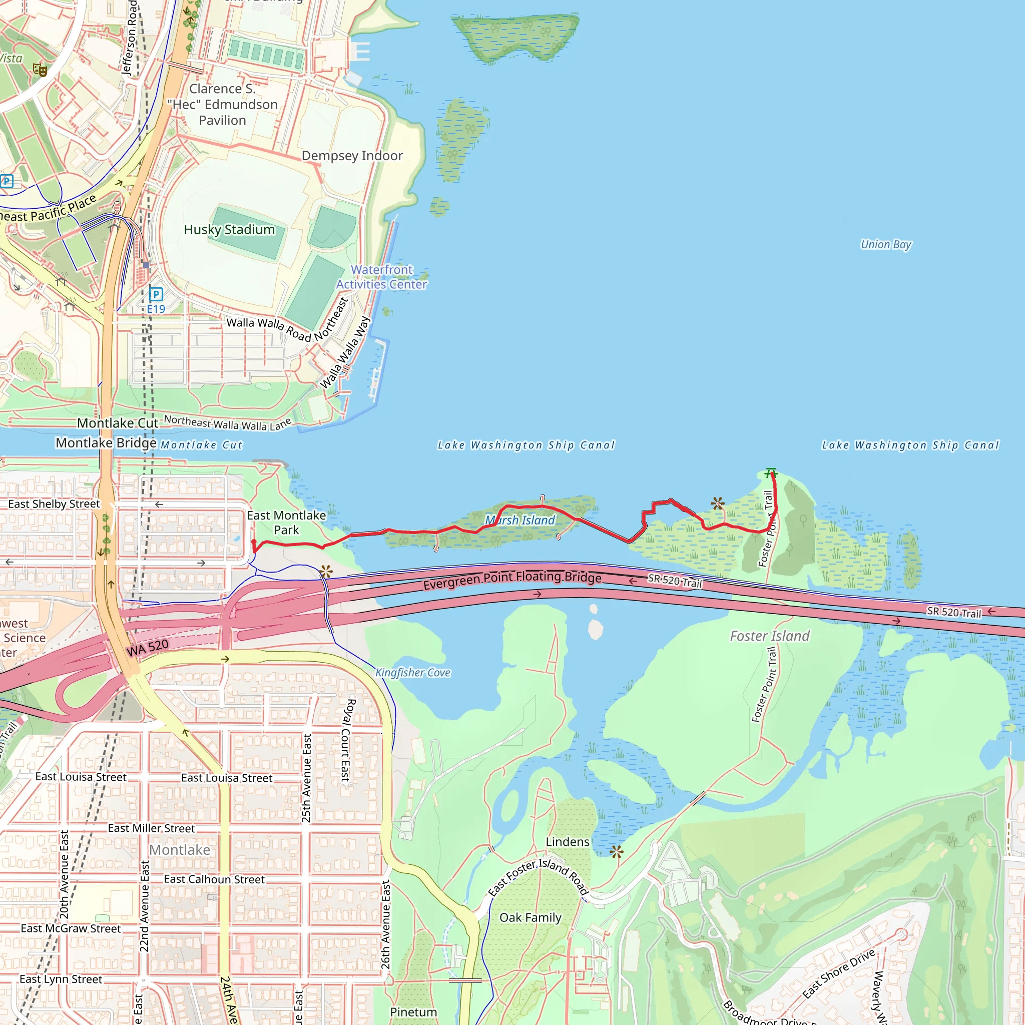 Arboretum Waterfront Trail mobile static map