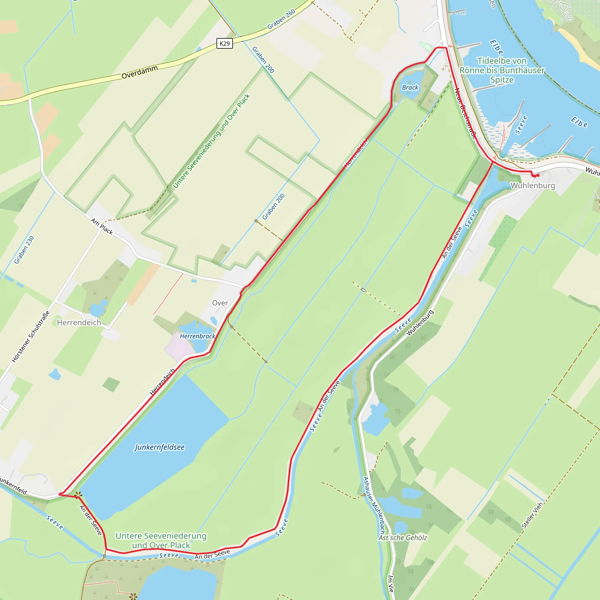 Junkernfeldsee via Wanderweg Junkernfeld mobile static map
