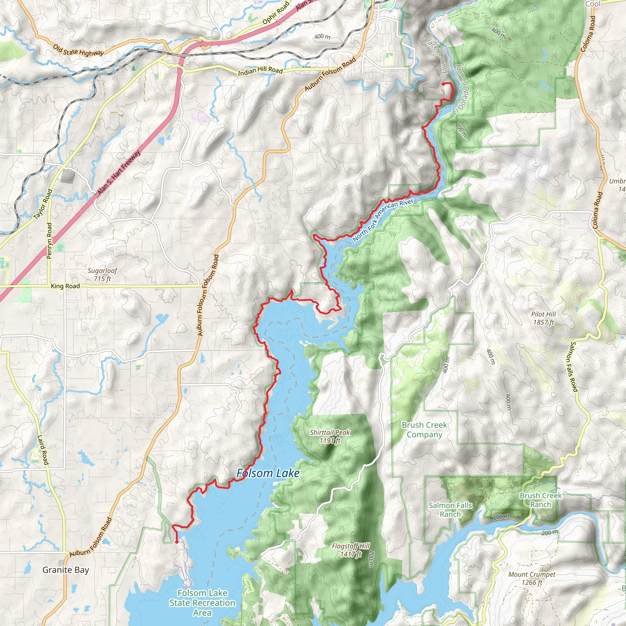 Pioneer Express Trail - Folsom Lake mobile static map