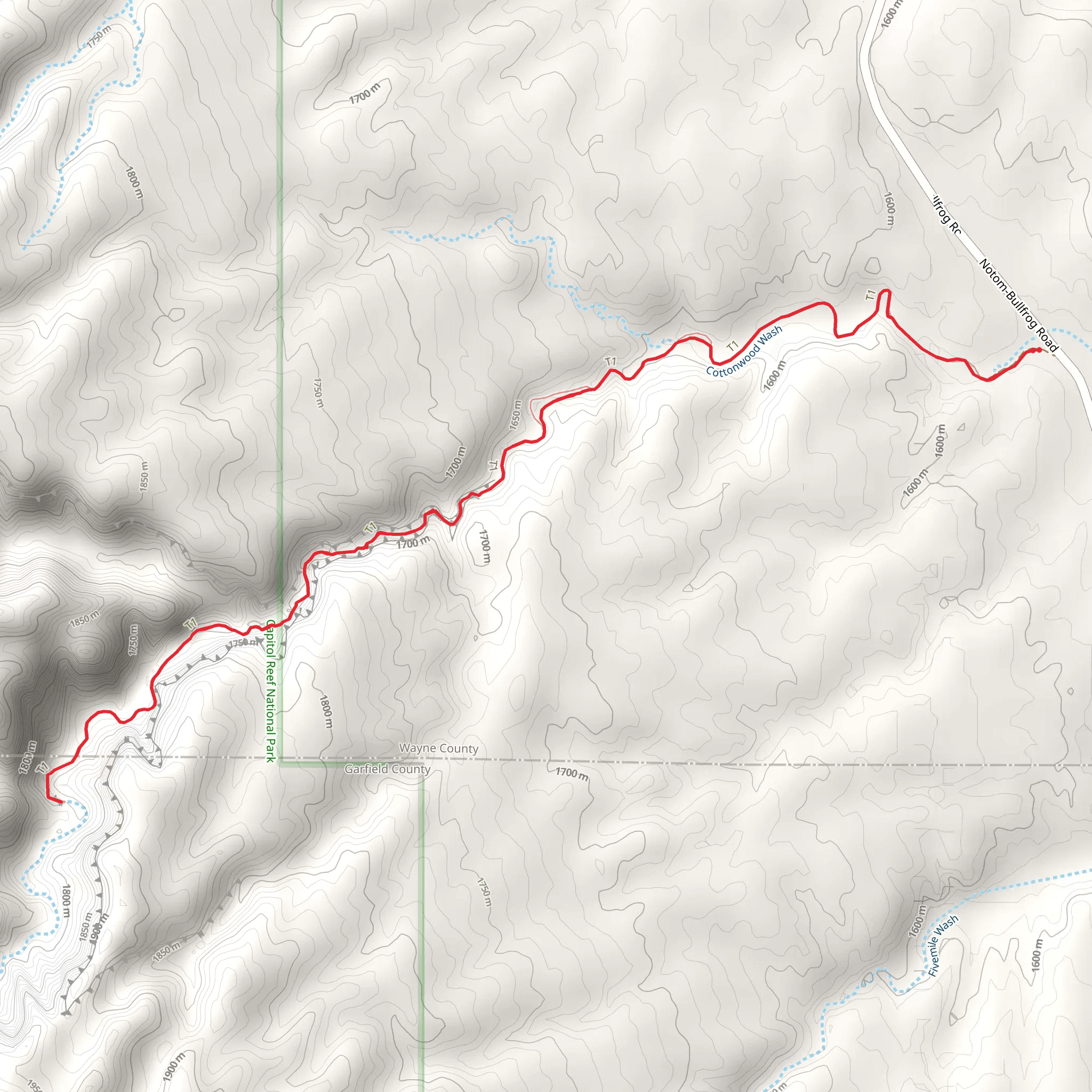Cottonwood Wash Trail mobile static map