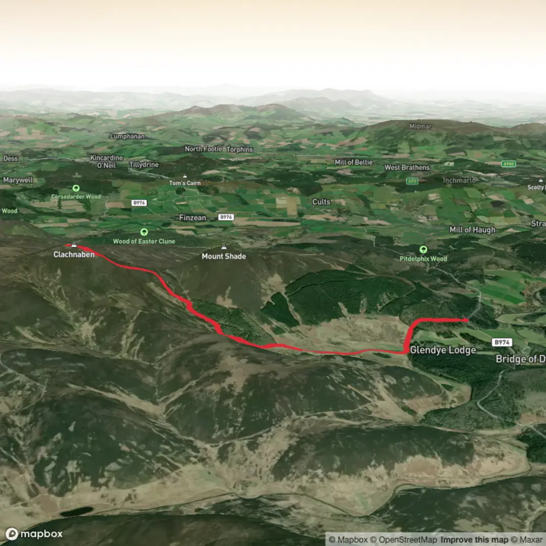 An image depicting the trail Clachnaben and its surrounding area.