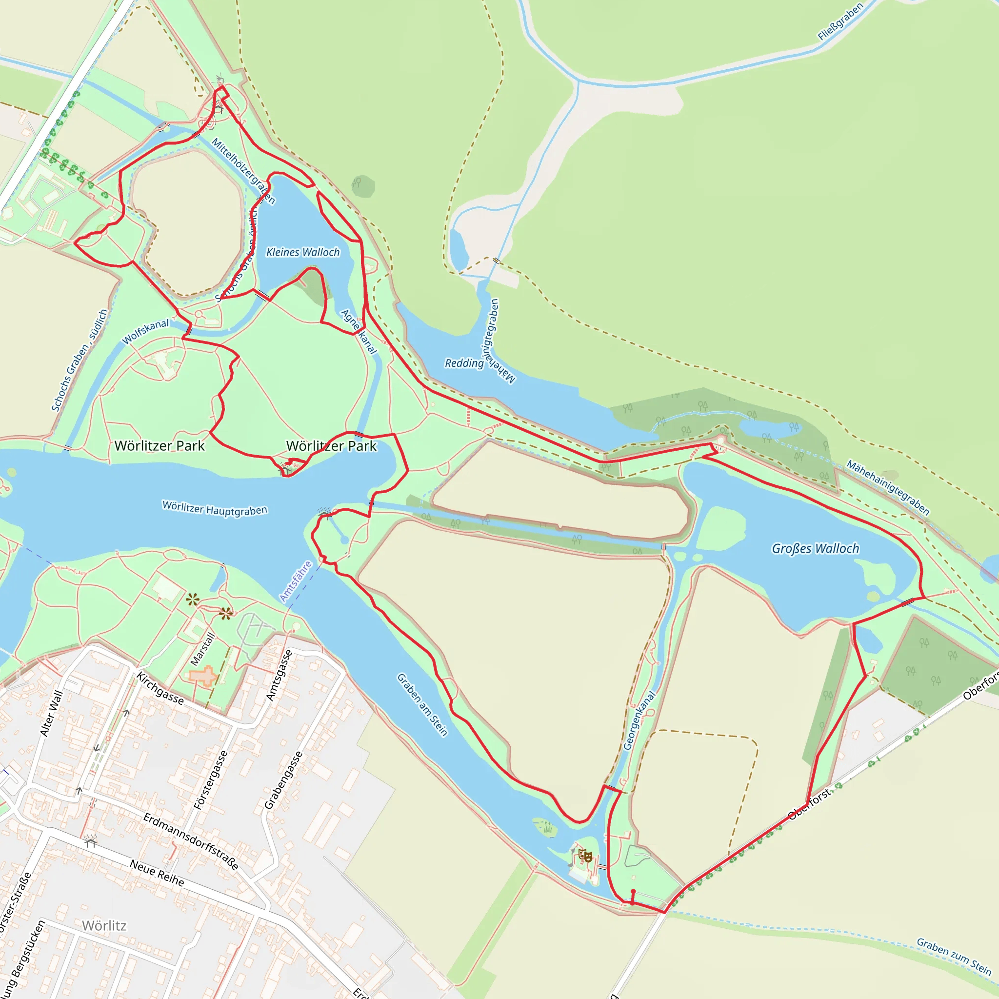 Woerlitzer Park, Kleines Walloch and Grosses Walloch Loop mobile static map