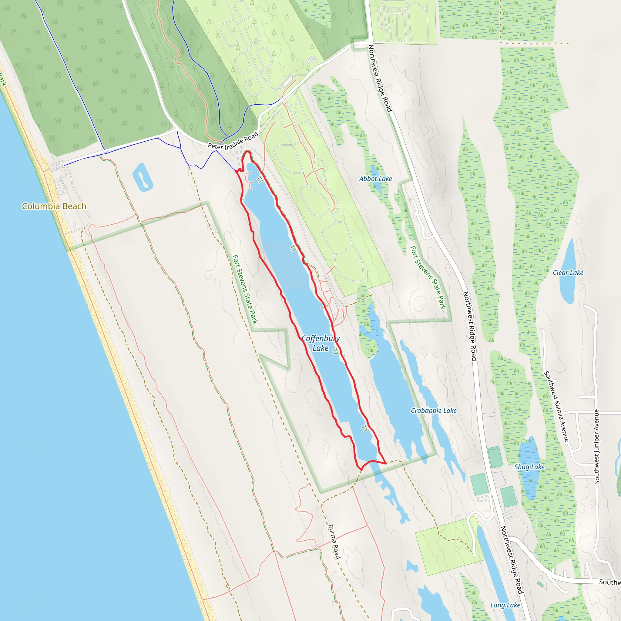 Coffenbury Lake Loop mobile static map