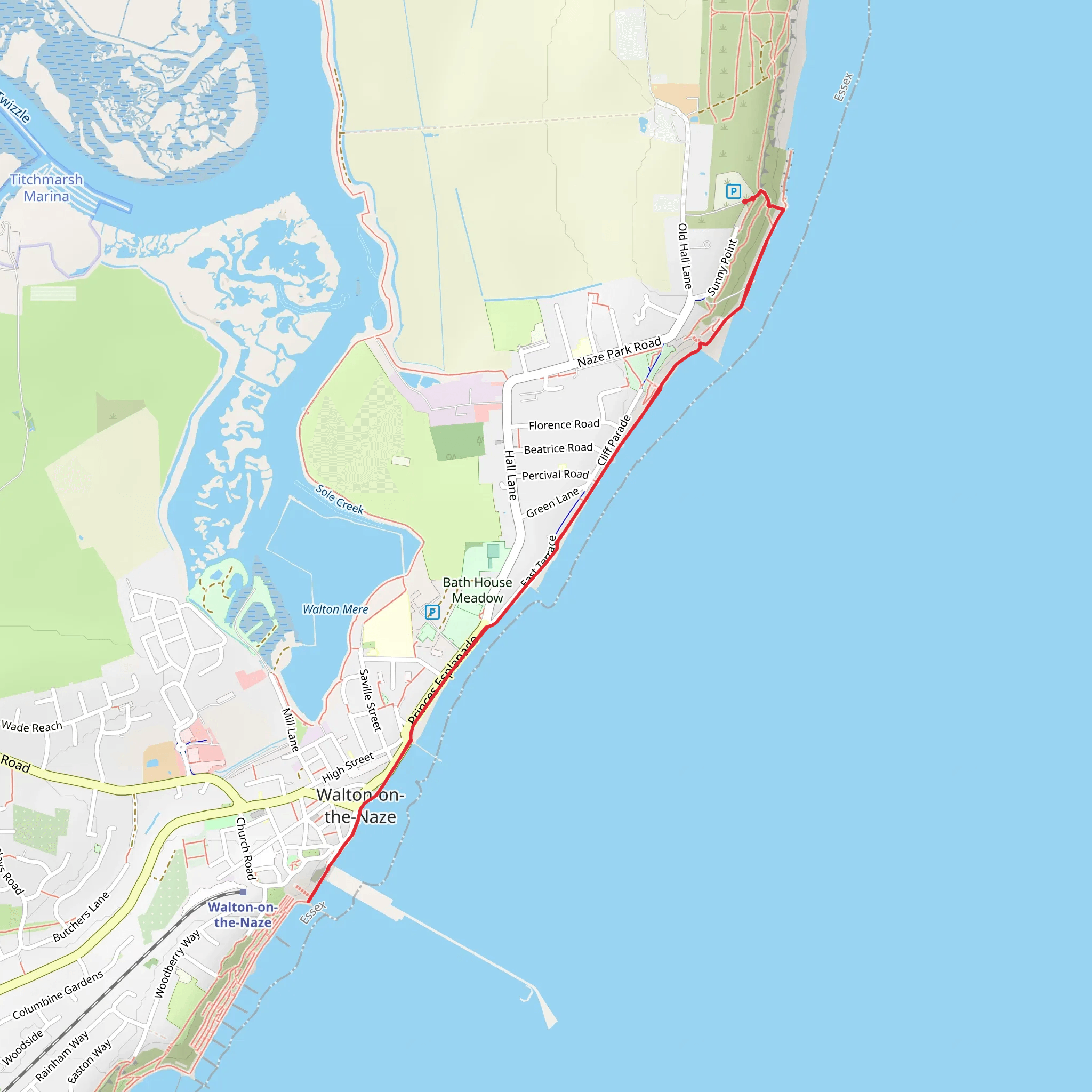 Walton on the Naze Crag Walk mobile static map