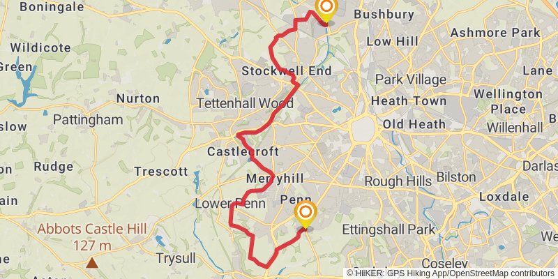 Wolverhampton Loop via Monarch's Way stage 2 Map