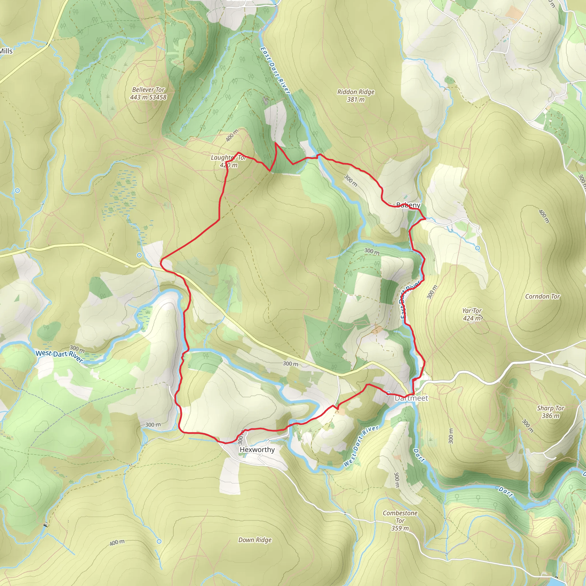Stepping Stones and Laughter Tor Loop mobile static map