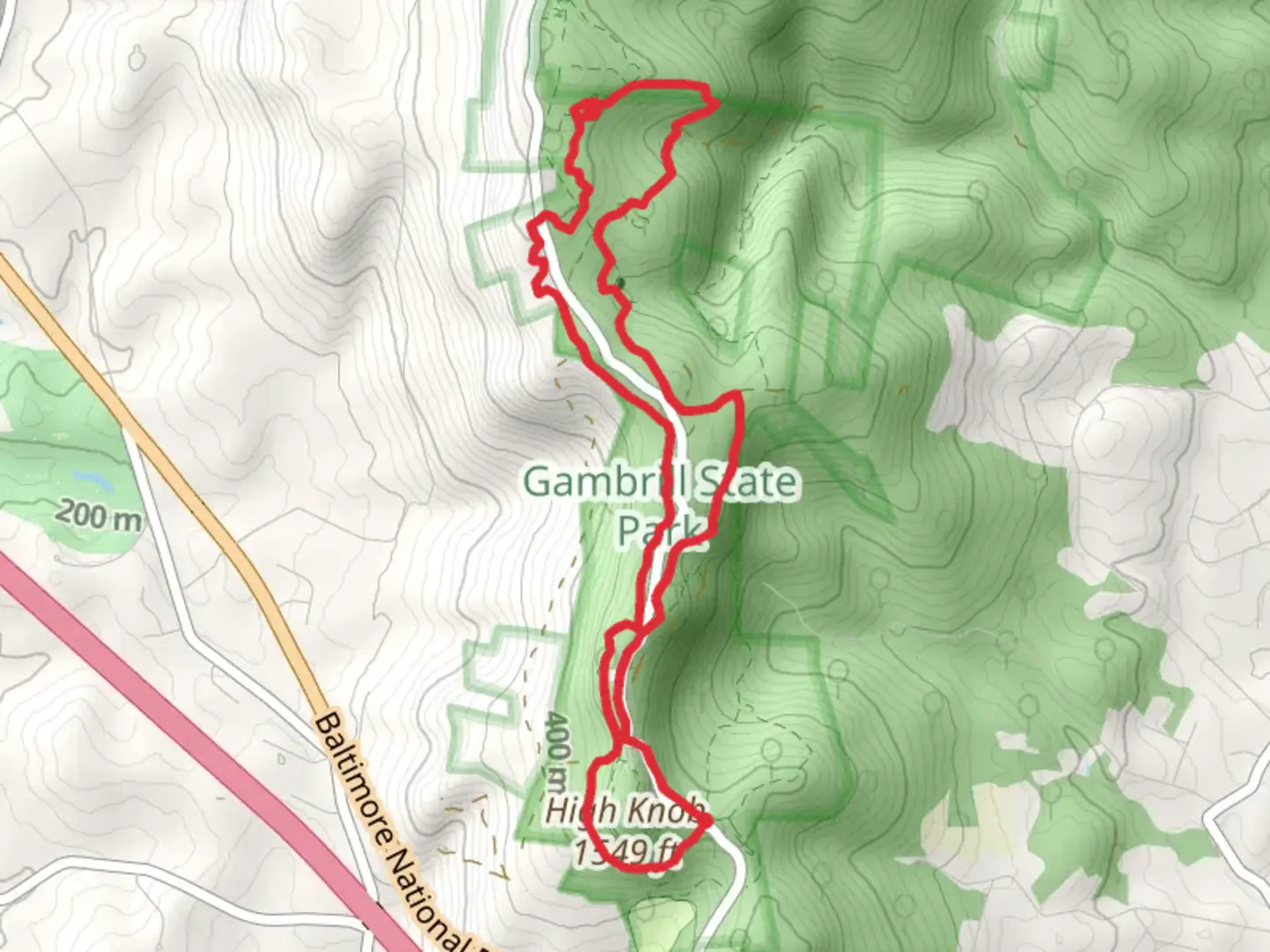 An image depicting the trail Yellow Poplar Loop Trail and its surrounding area.