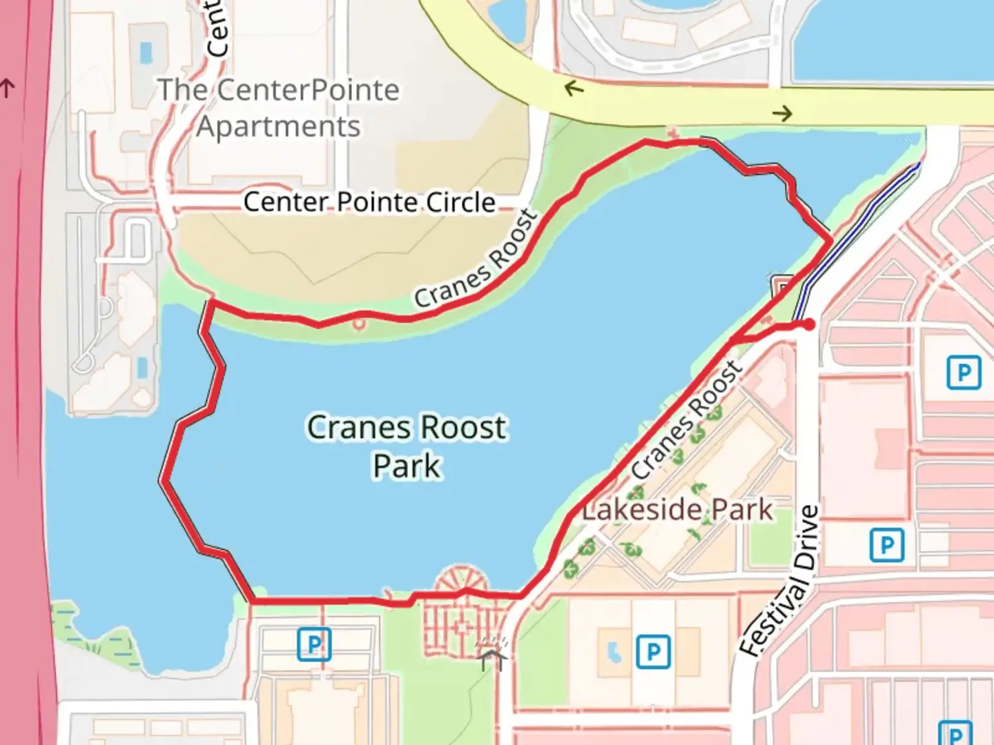 An image depicting the trail Crane's Roost Loop and its surrounding area.