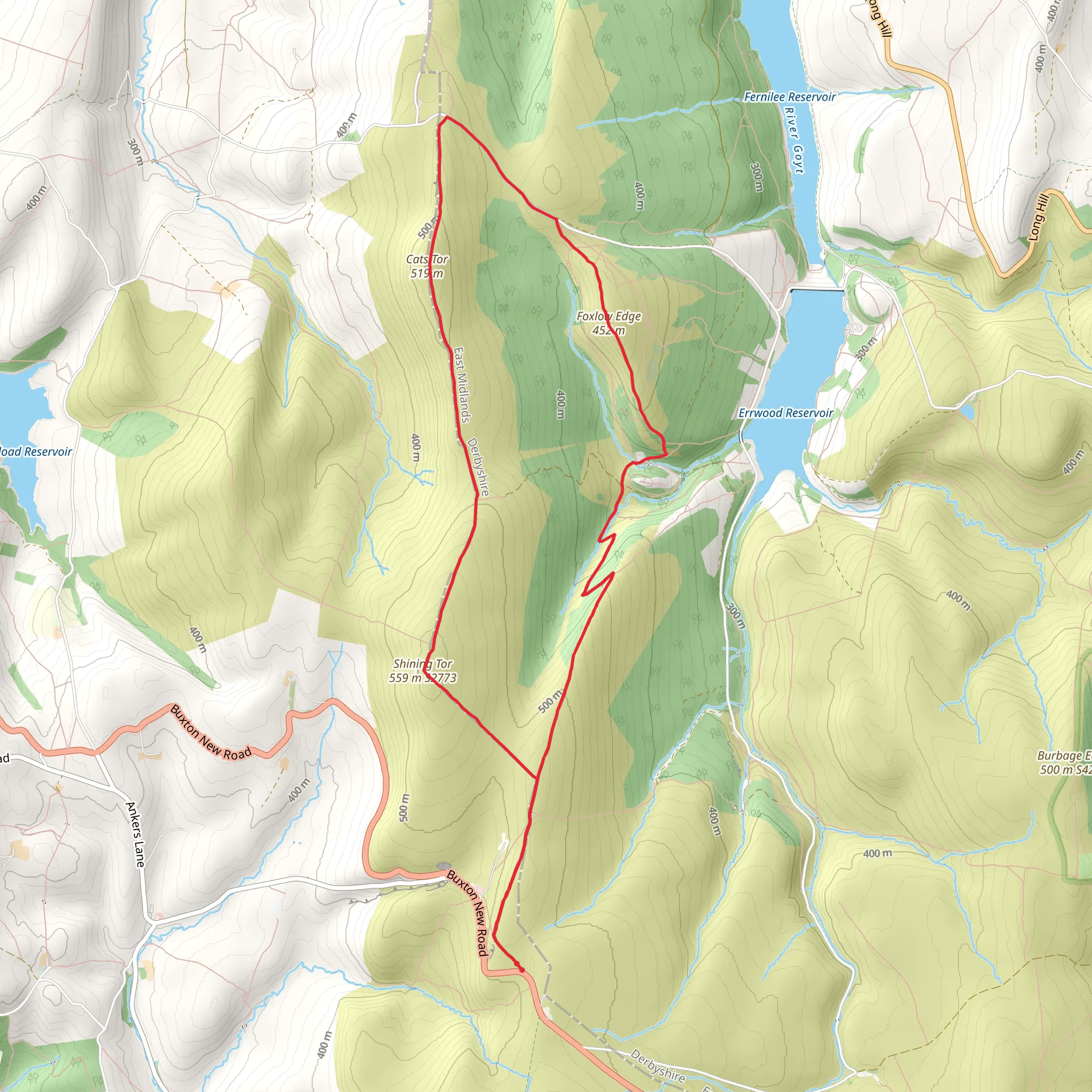 Shining Tor and Cats Tor Loop mobile static map