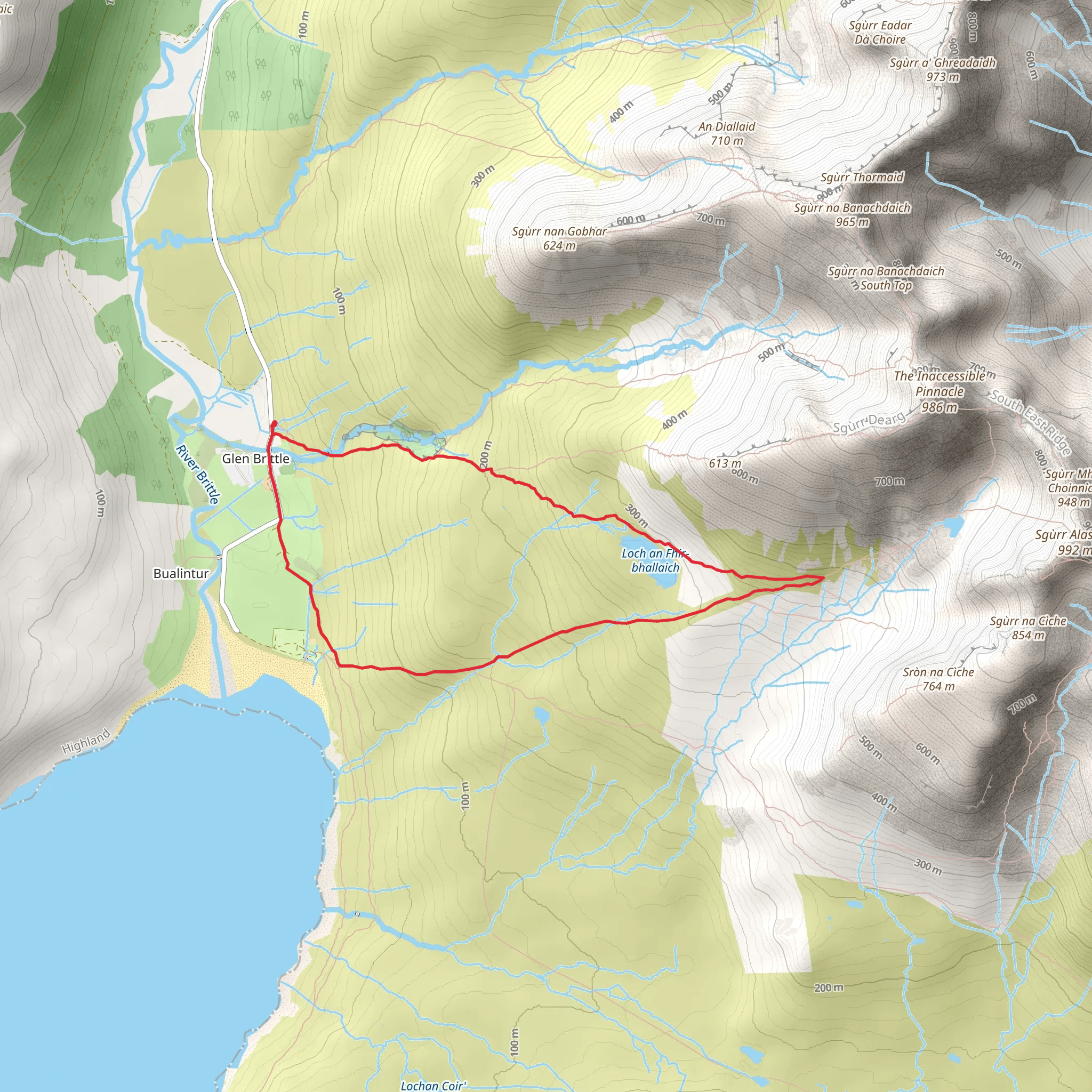 Loch an Fhir-Bhallaich Loop from Glen Brittle mobile static map