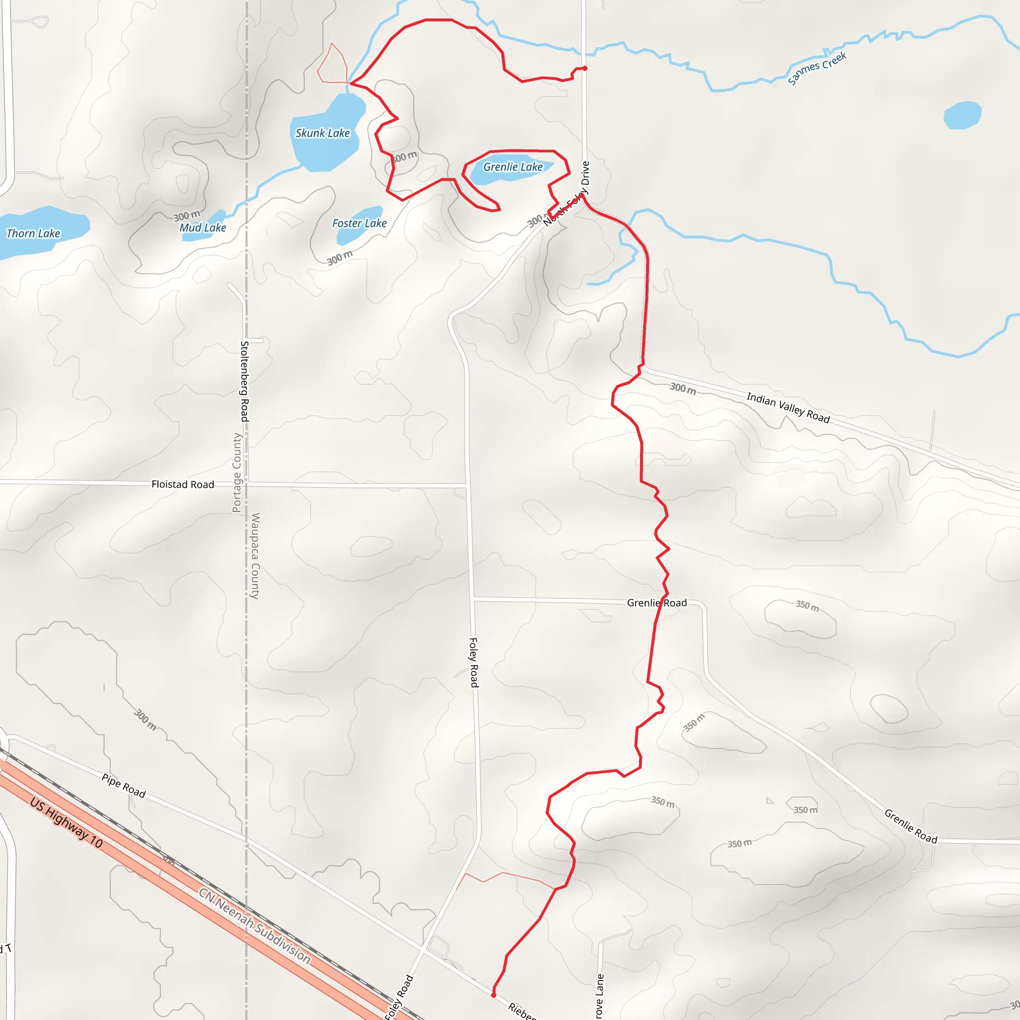 Ice age Trail from North Foley Drive mobile static map