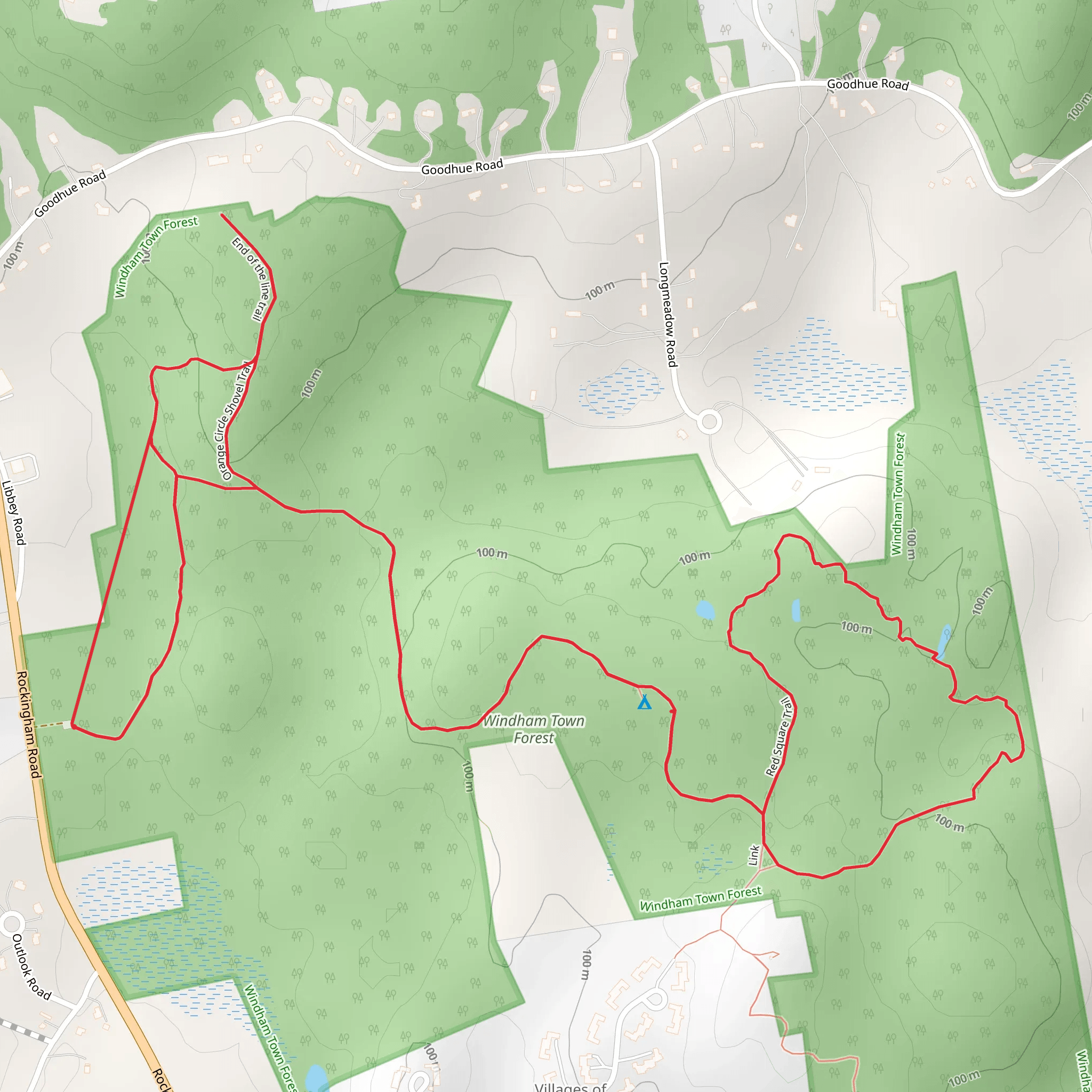 Pverlook Ledge and Red Square Trail Loop - Windham Town Forest mobile static map