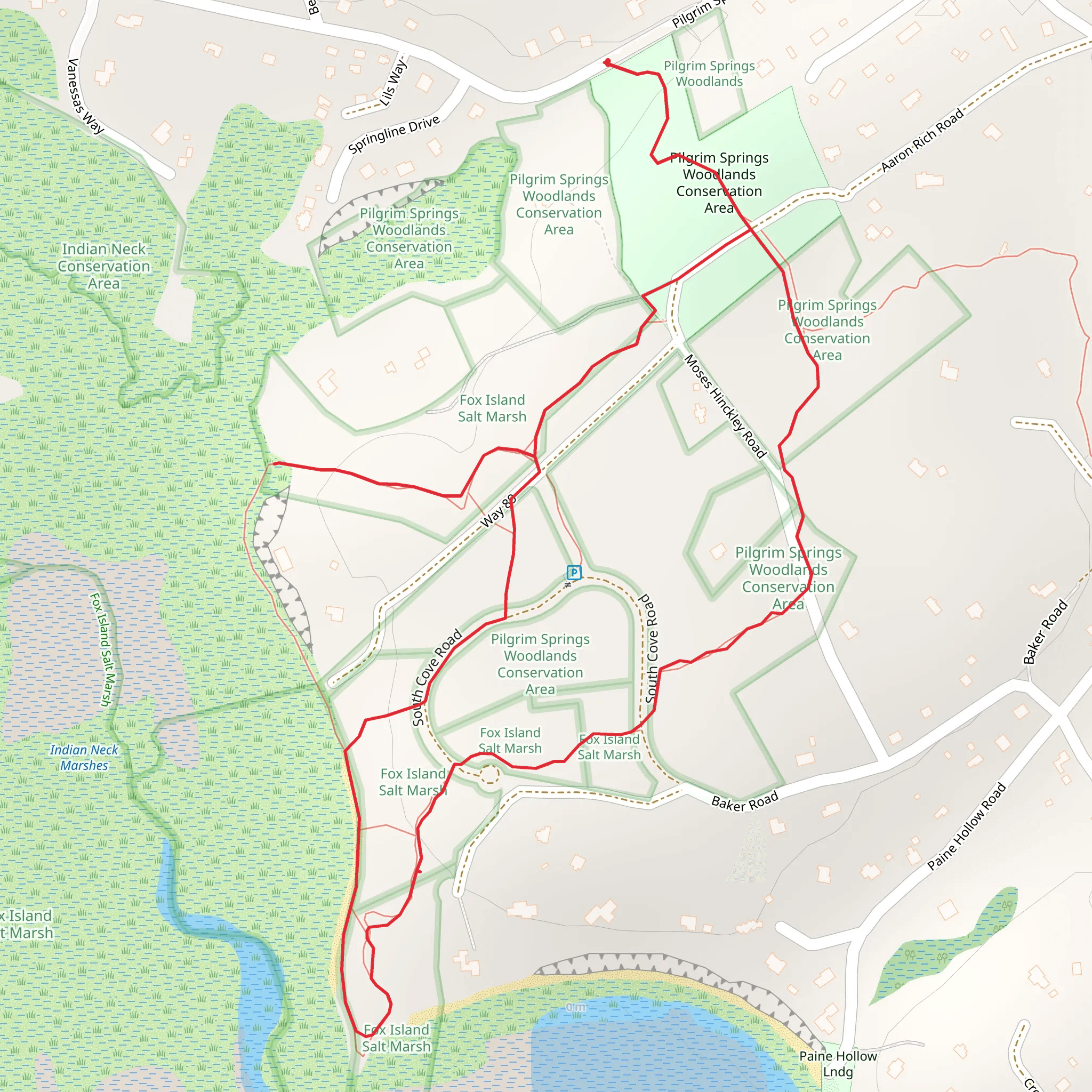 Pilgrim Springs Woodlands Conservation Area Loop mobile static map
