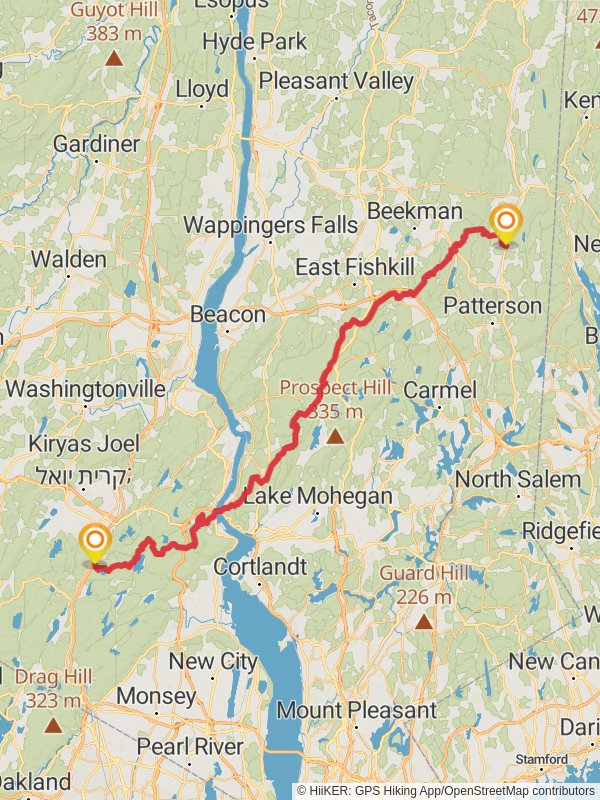 Appalachian Trail Section Hikes - Pawling to Harriman State Park mobile static map