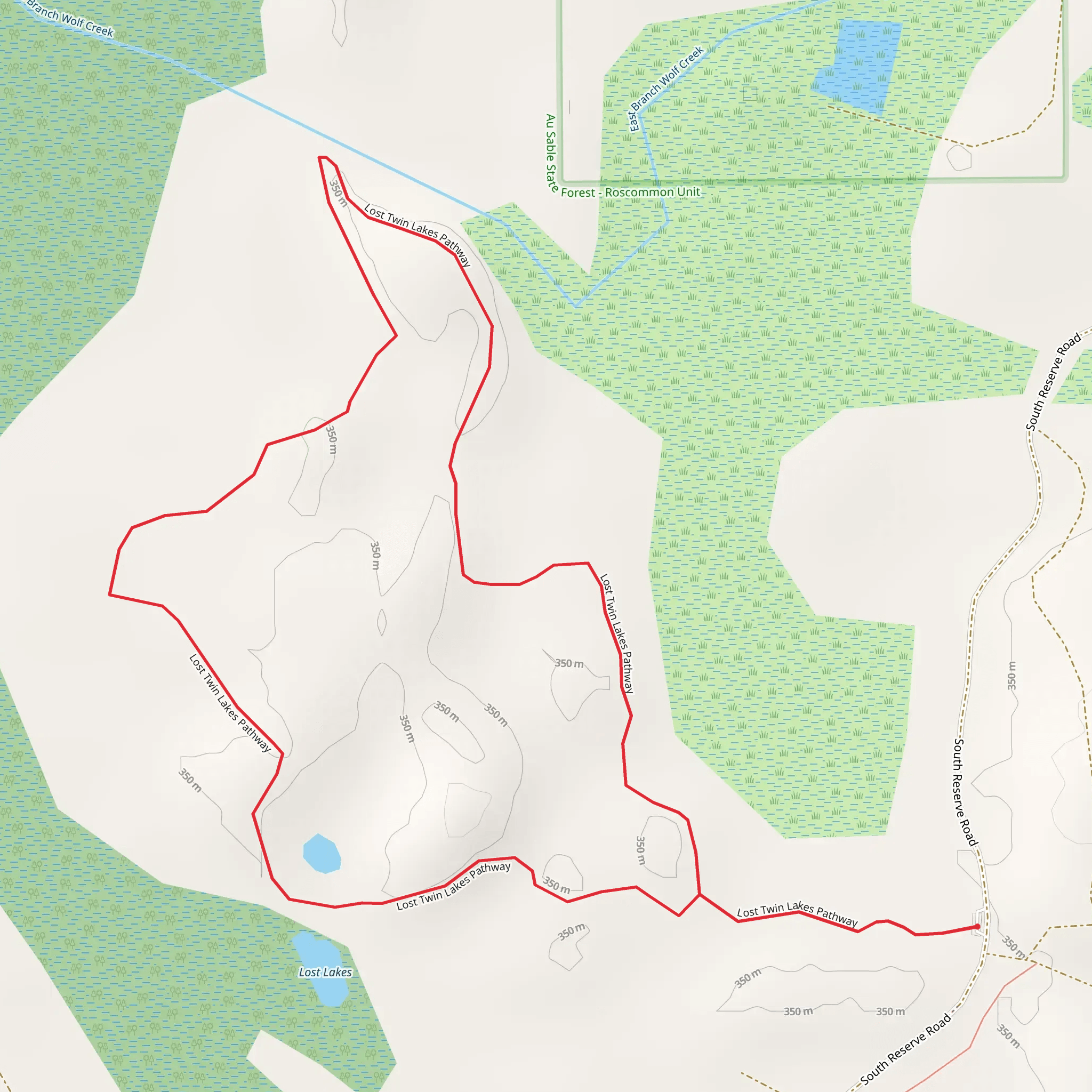 Lost Twin Lakes Pathway Loop mobile static map