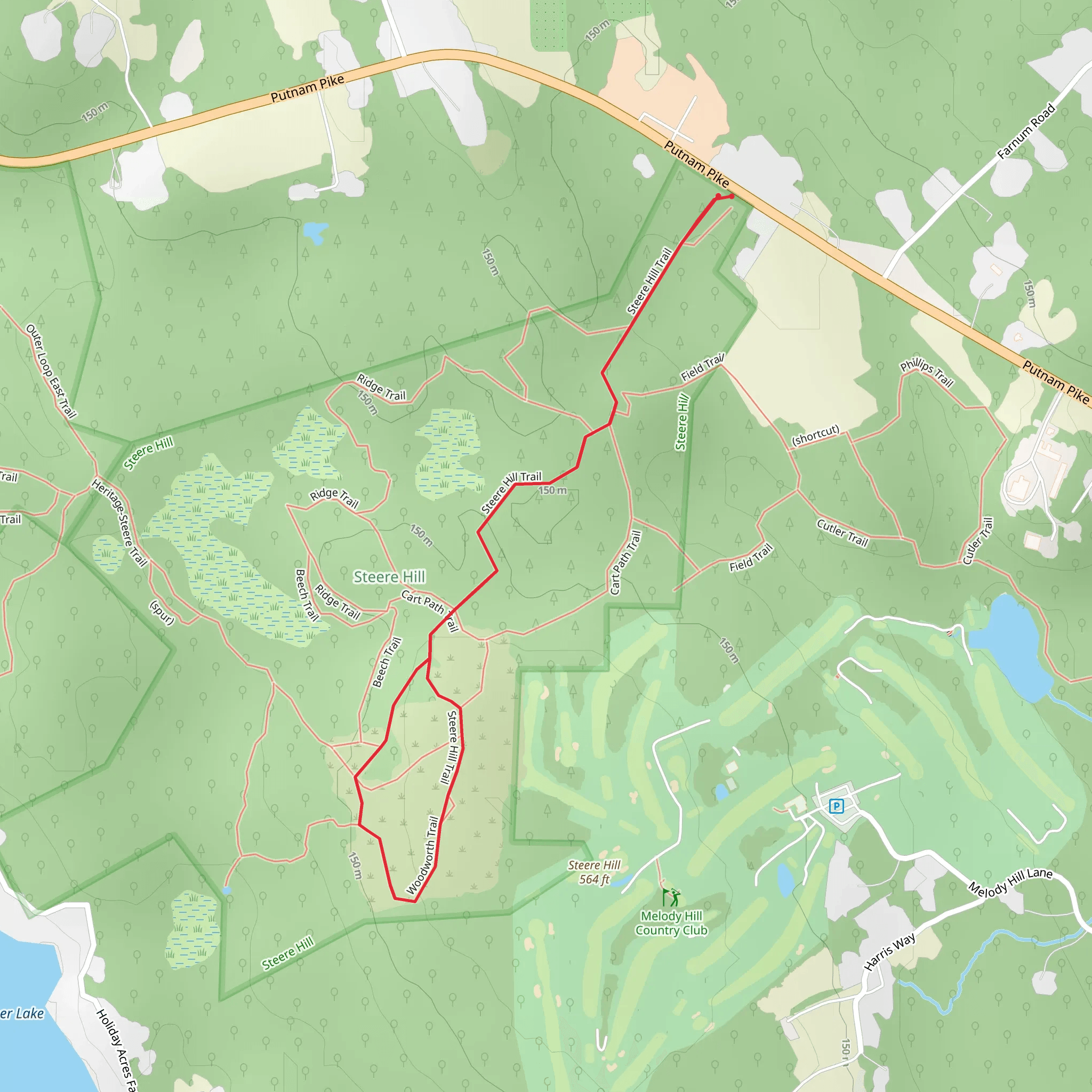 Steere Hill Trail and Woodworth Trail mobile static map