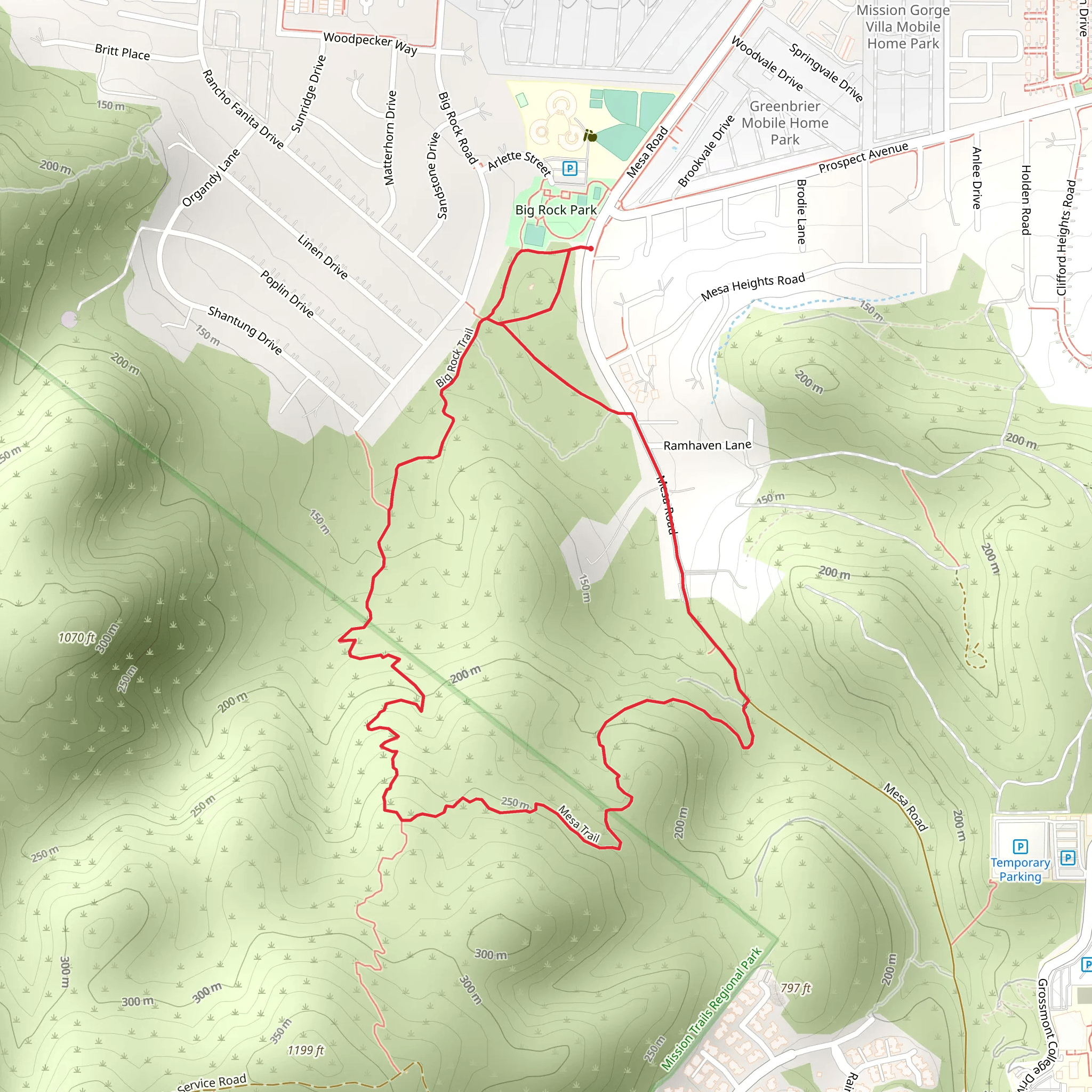 Big Rock and Mesa Loop Trail mobile static map
