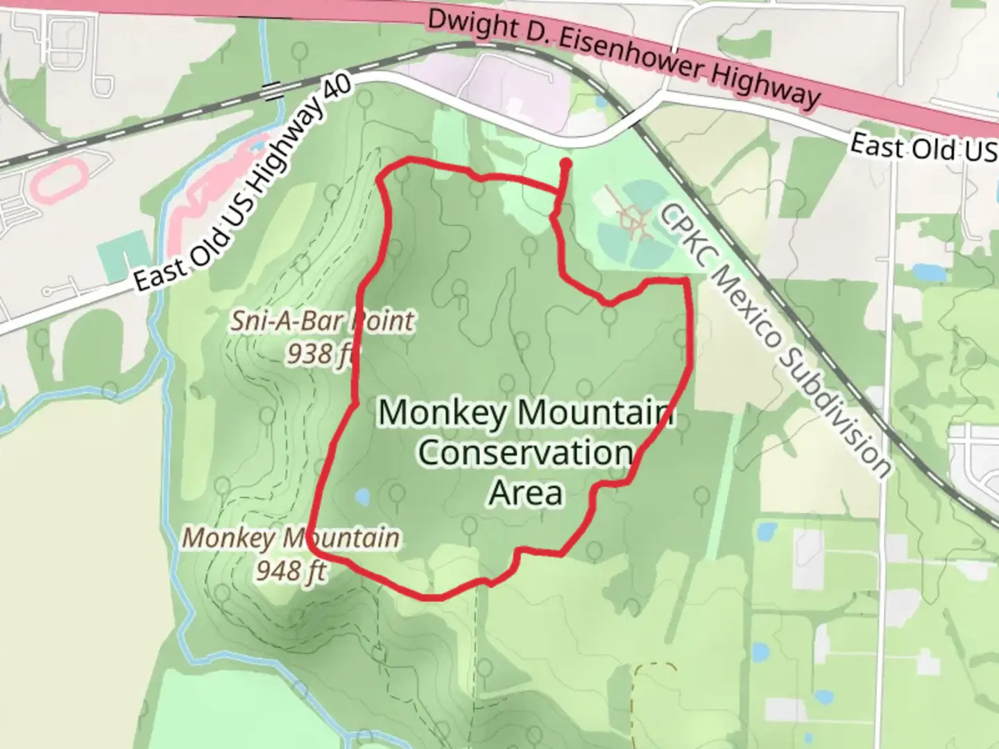 An image depicting the trail Monkey Mountain Nature Reserve Loop Trail and its surrounding area.