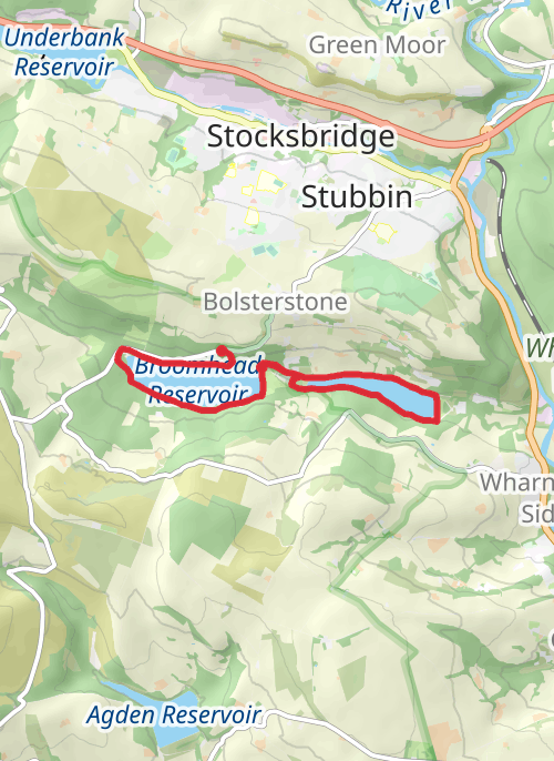 Hike on More Hall and Broomhead Reservoir Loop mobile static map