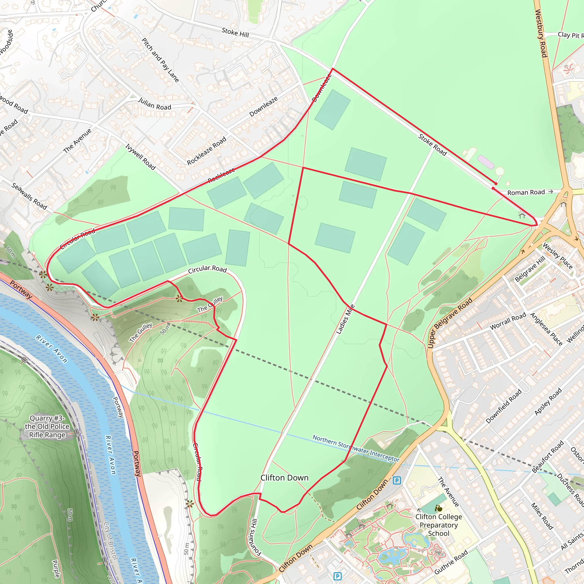 The Downs Bristol Walk mobile static map