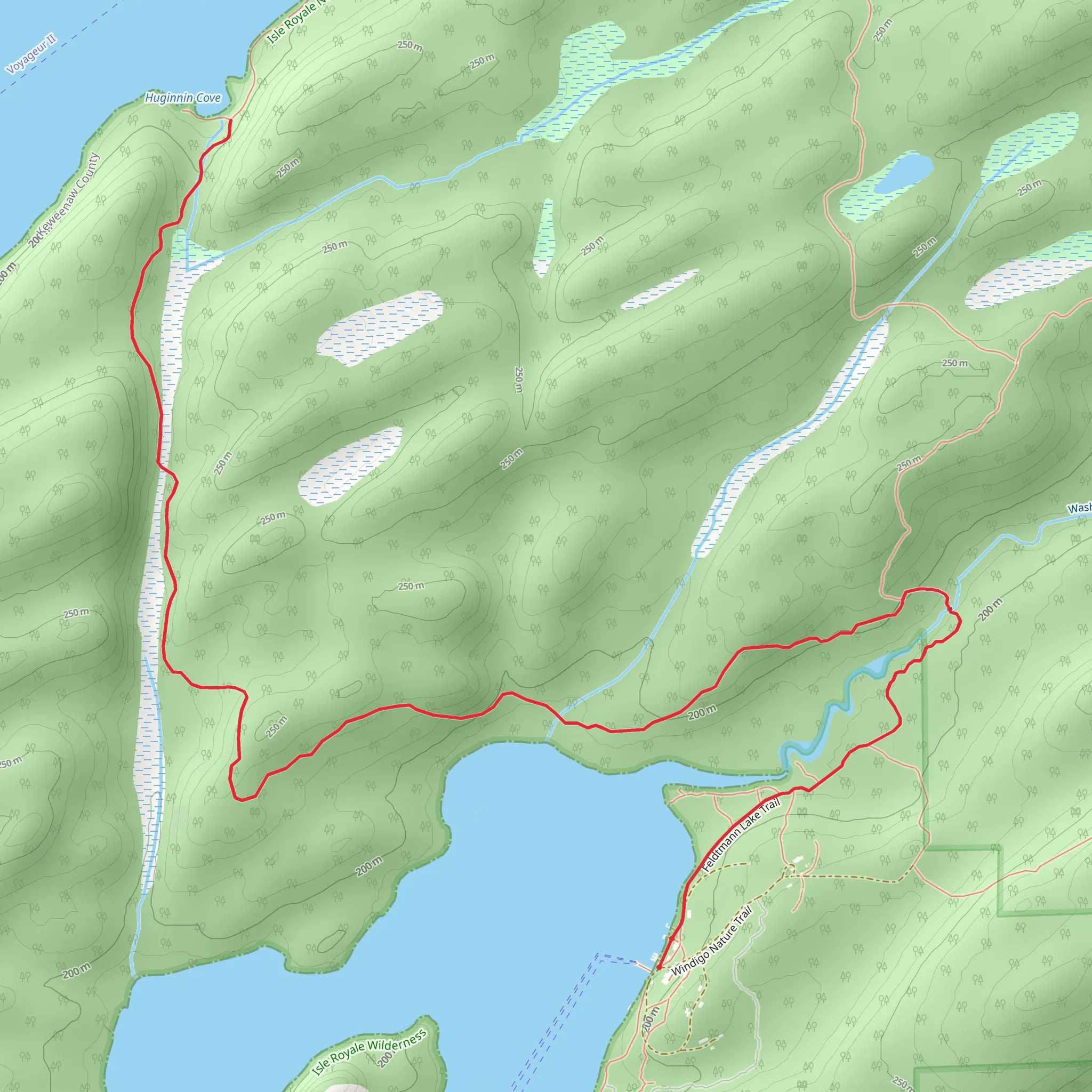 West Huginnin Cove Trail via Hunnigan Cove Trail mobile static map