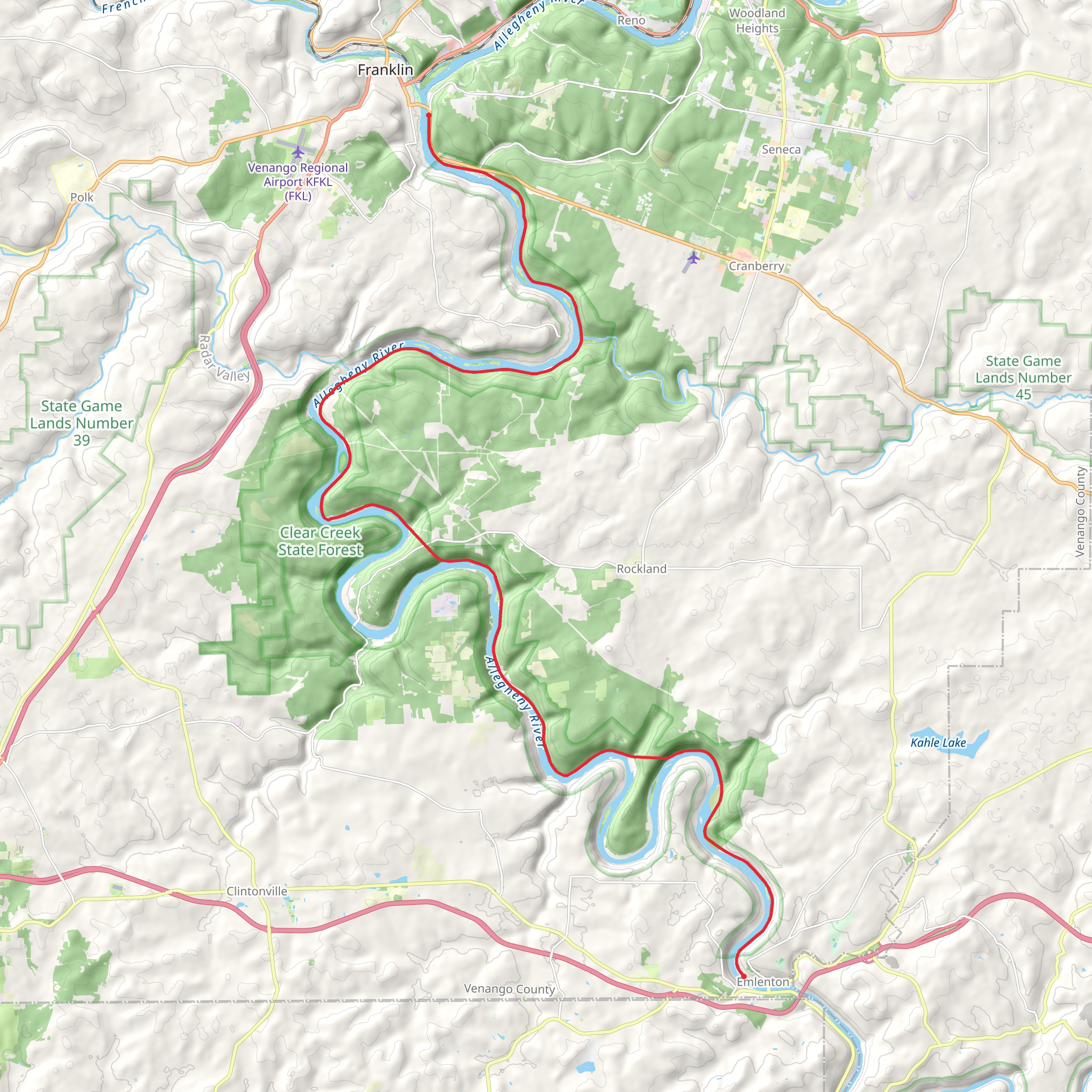 Along Allegheny River via NCT mobile static map
