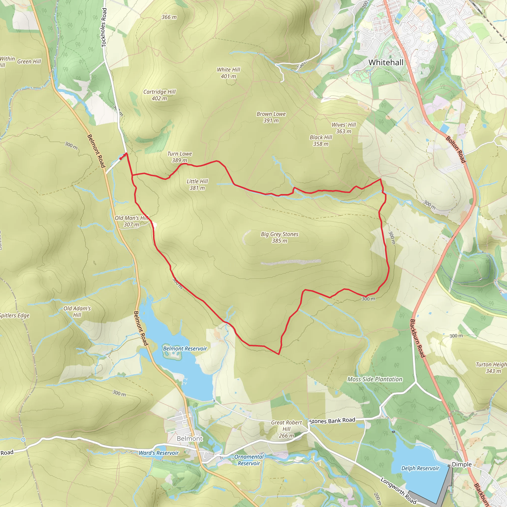 Belmont Hillside Loop mobile static map