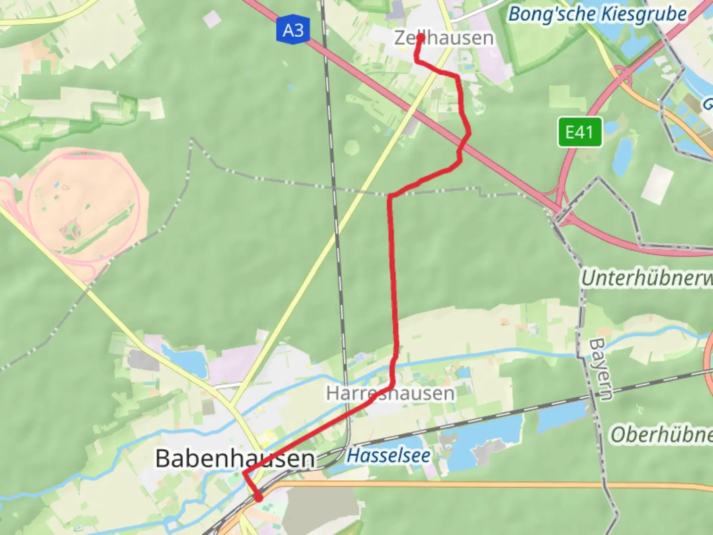 An image depicting the trail Babenhausen ton Zellhausen Walk and its surrounding area.