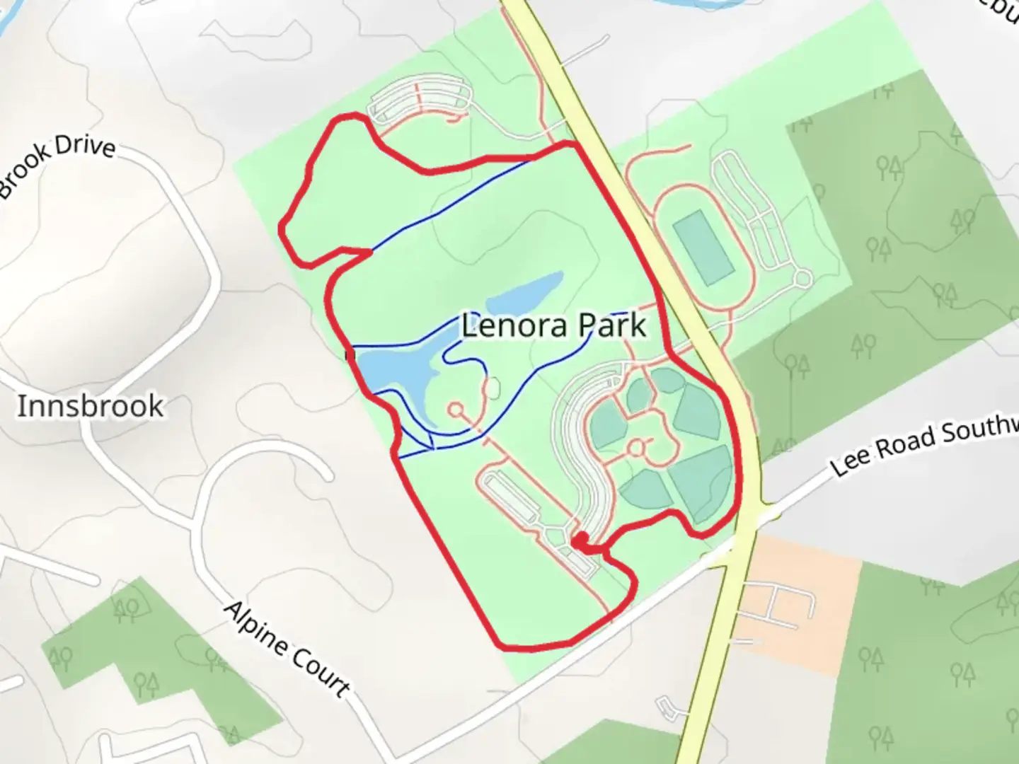 An image depicting the trail Lenora Church Road Loop and its surrounding area.
