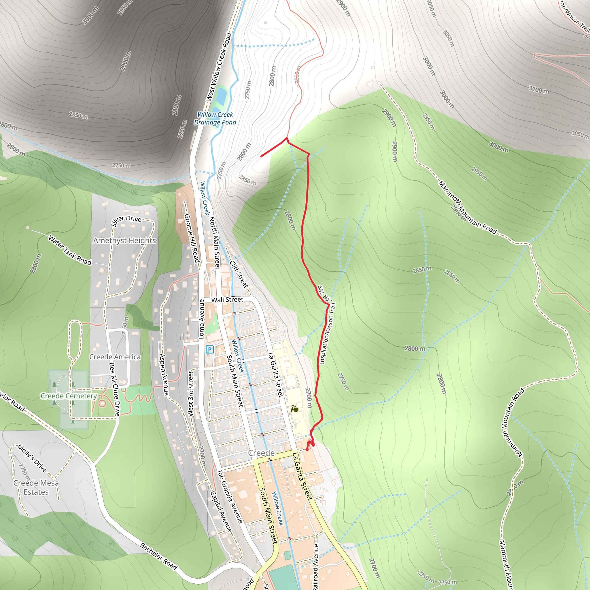 Creede Cliffs via Inspirational Trail mobile static map