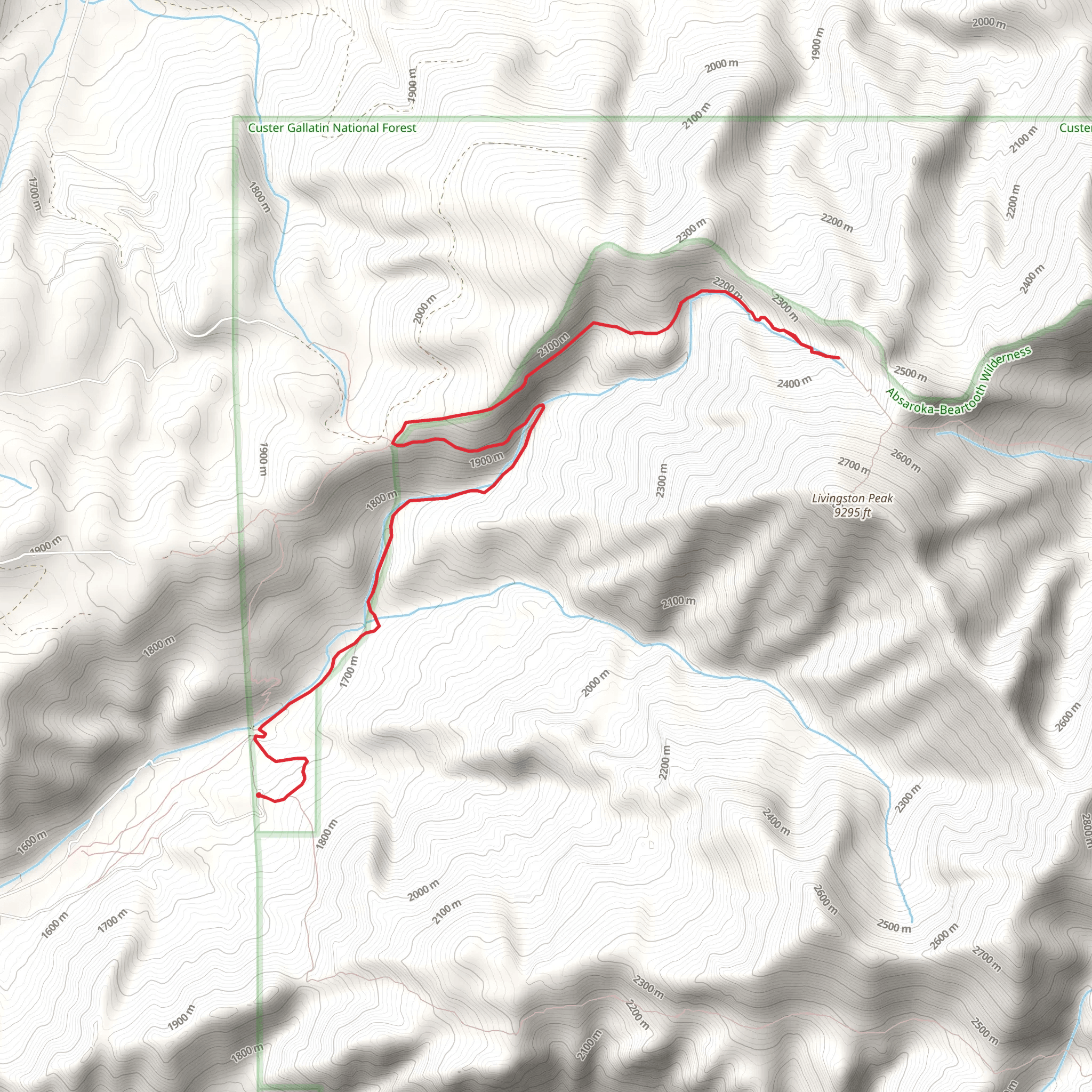 Suce Creek and Livingston Peak Trail mobile static map